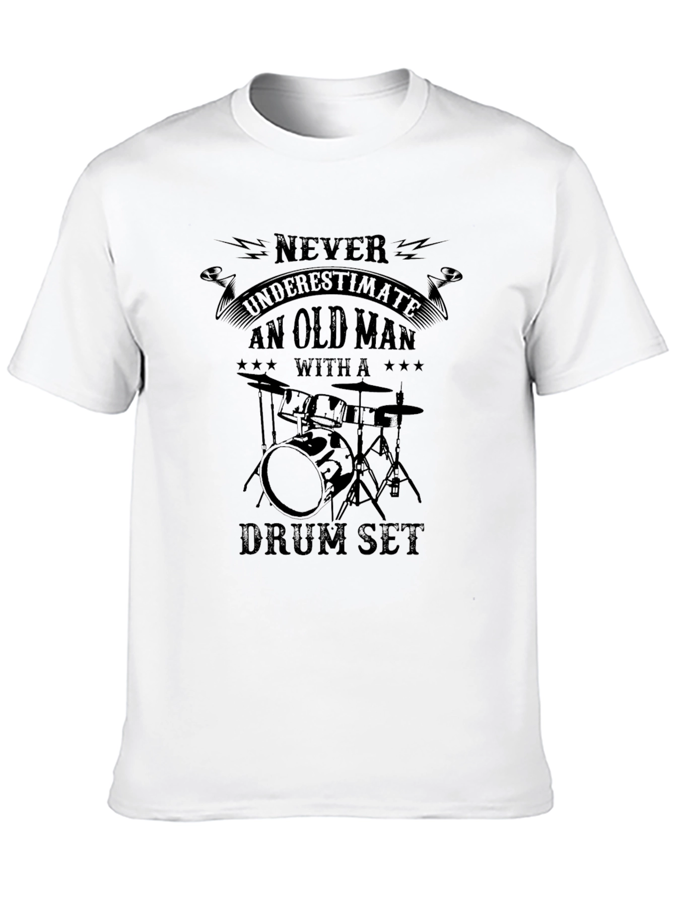 Old Man with Drum Set Graphic Tee