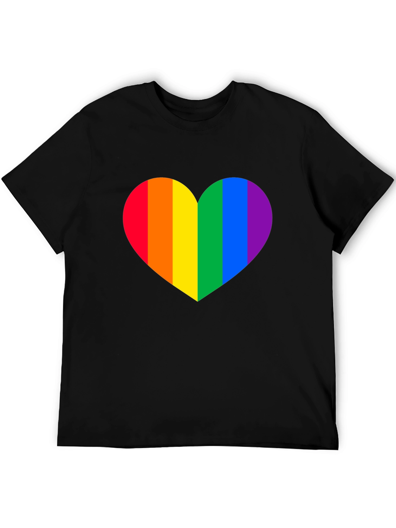 Rainbow Heart Pride T-Shirt - Classic Black Tee