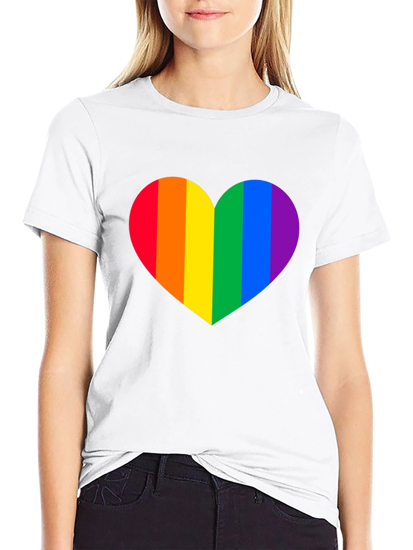 Rainbow Heart Pride T-Shirt - Classic Black Tee
