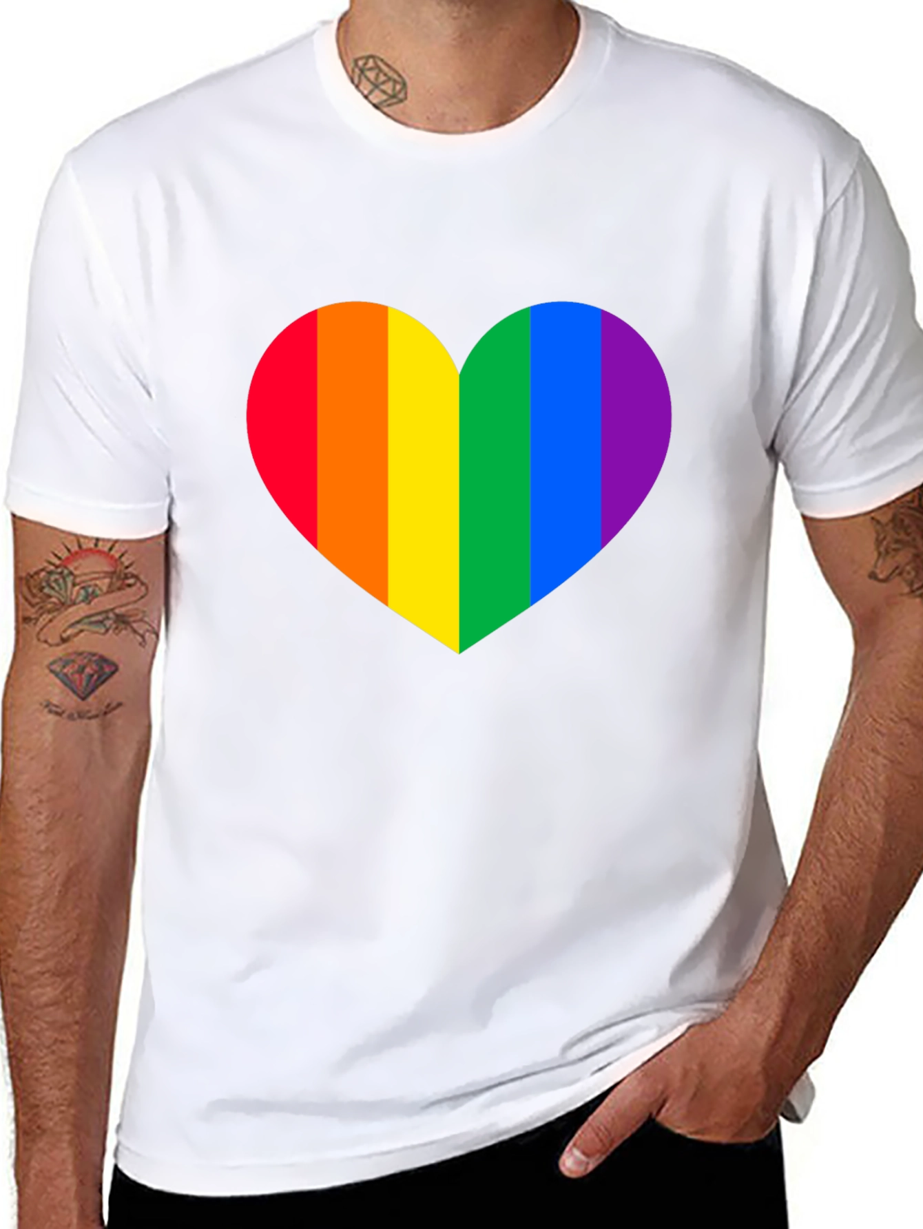 Rainbow Heart Pride T-Shirt - Classic Black Tee