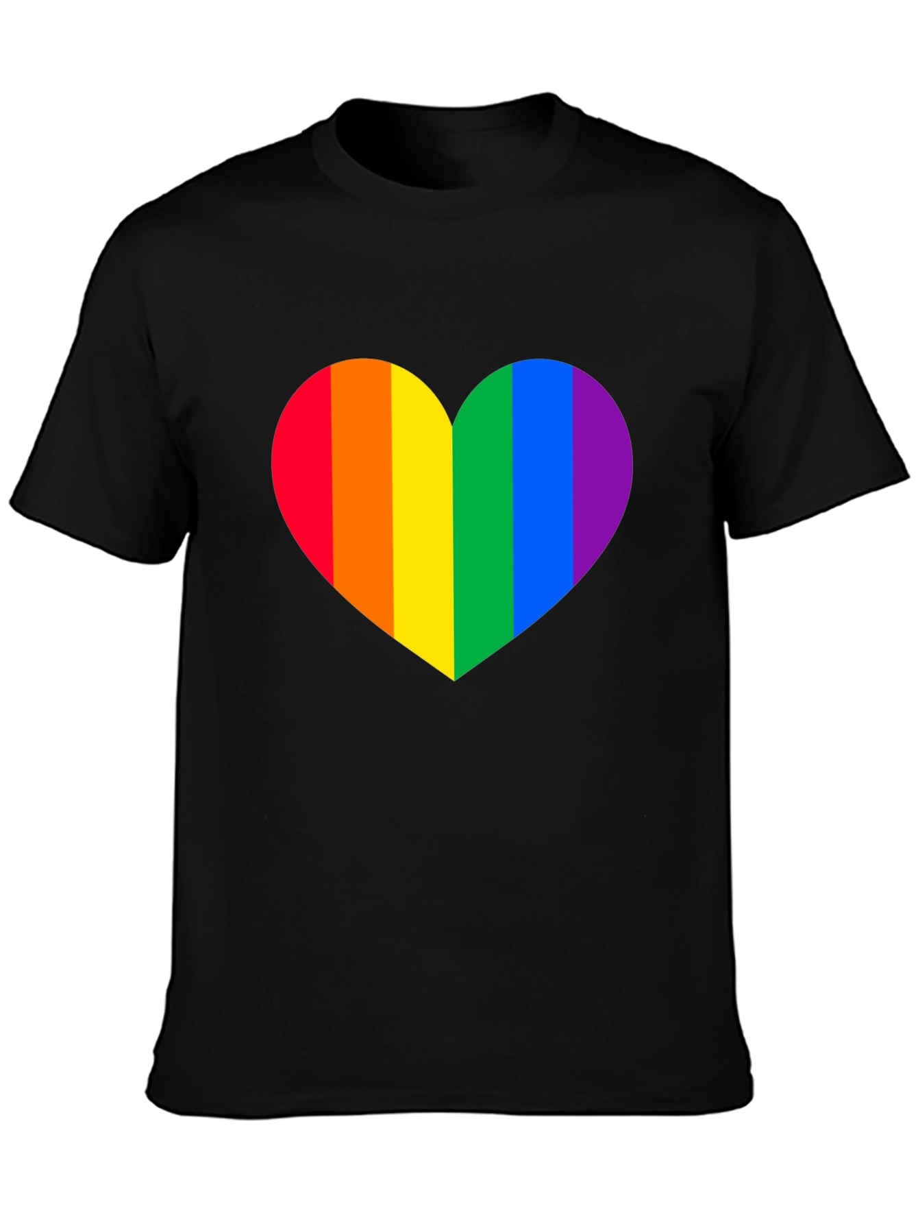 Rainbow Heart Pride T-Shirt - Classic Black Tee