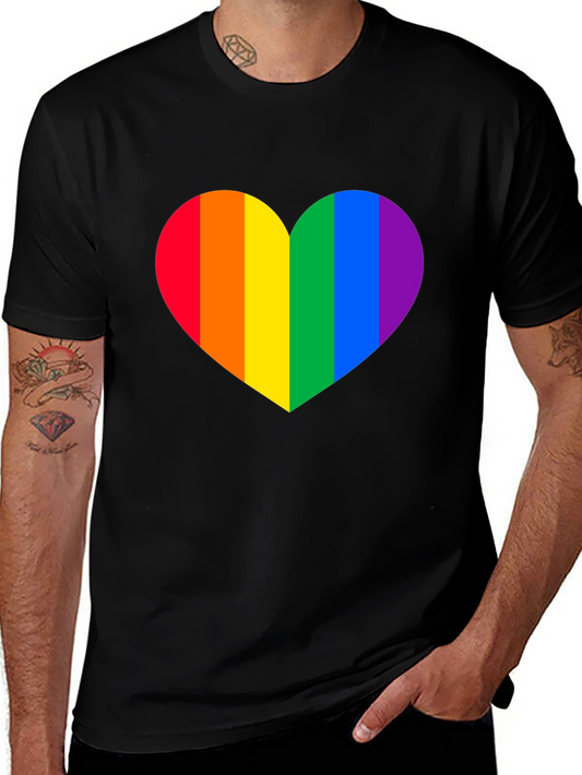 Rainbow Heart Pride T-Shirt - Classic Black Tee