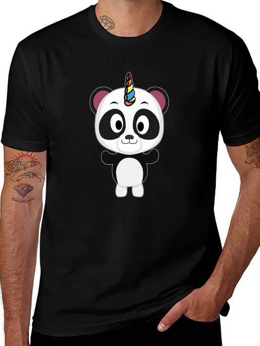 Unicorn Panda Black T-Shirt - Fun Cartoon Tee