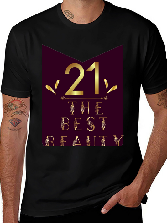 21st Birthday Beauty Graphic Tee - Stylish Celebration Shirt