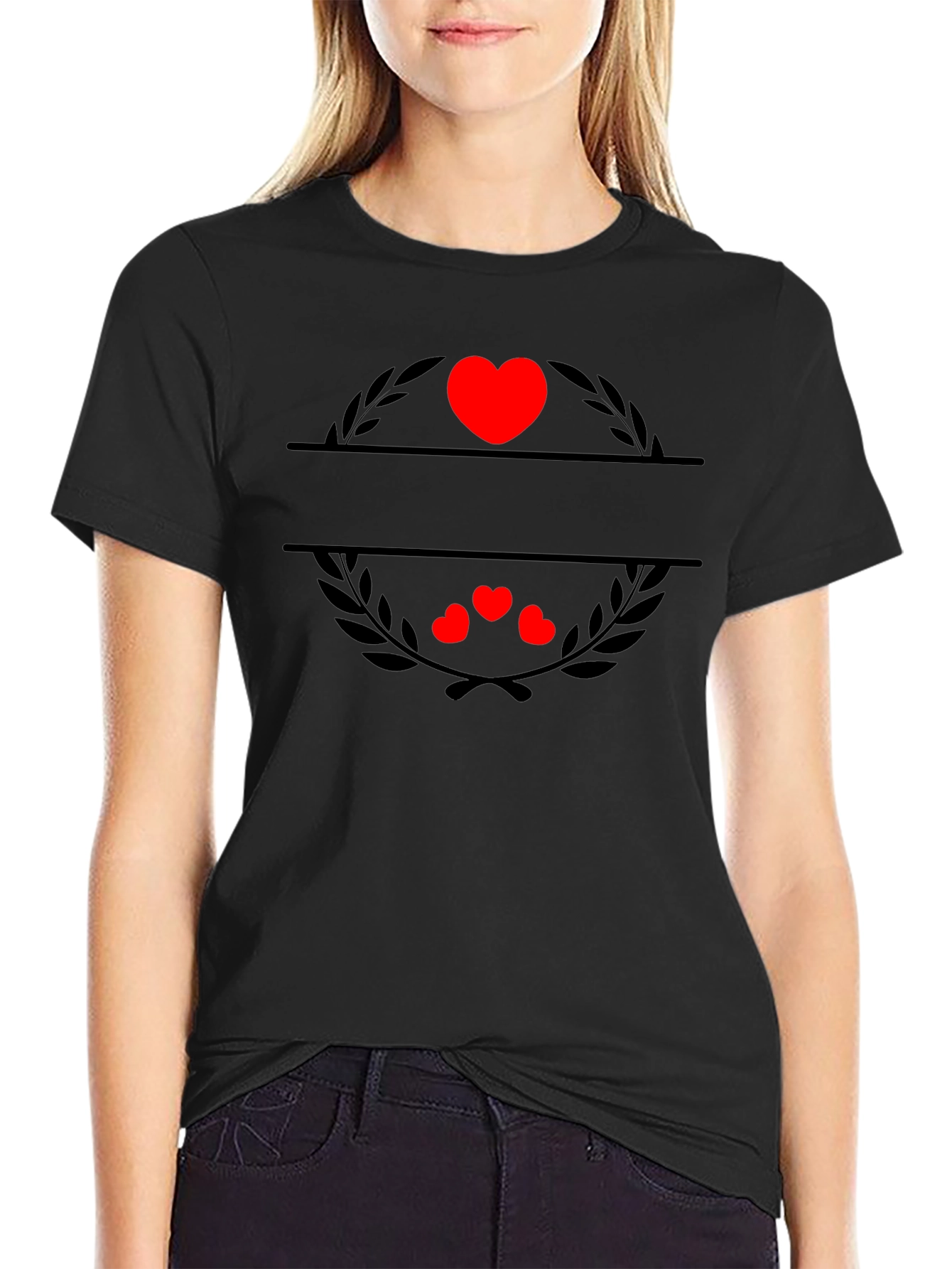 Heart Laurel Black Graphic Tee