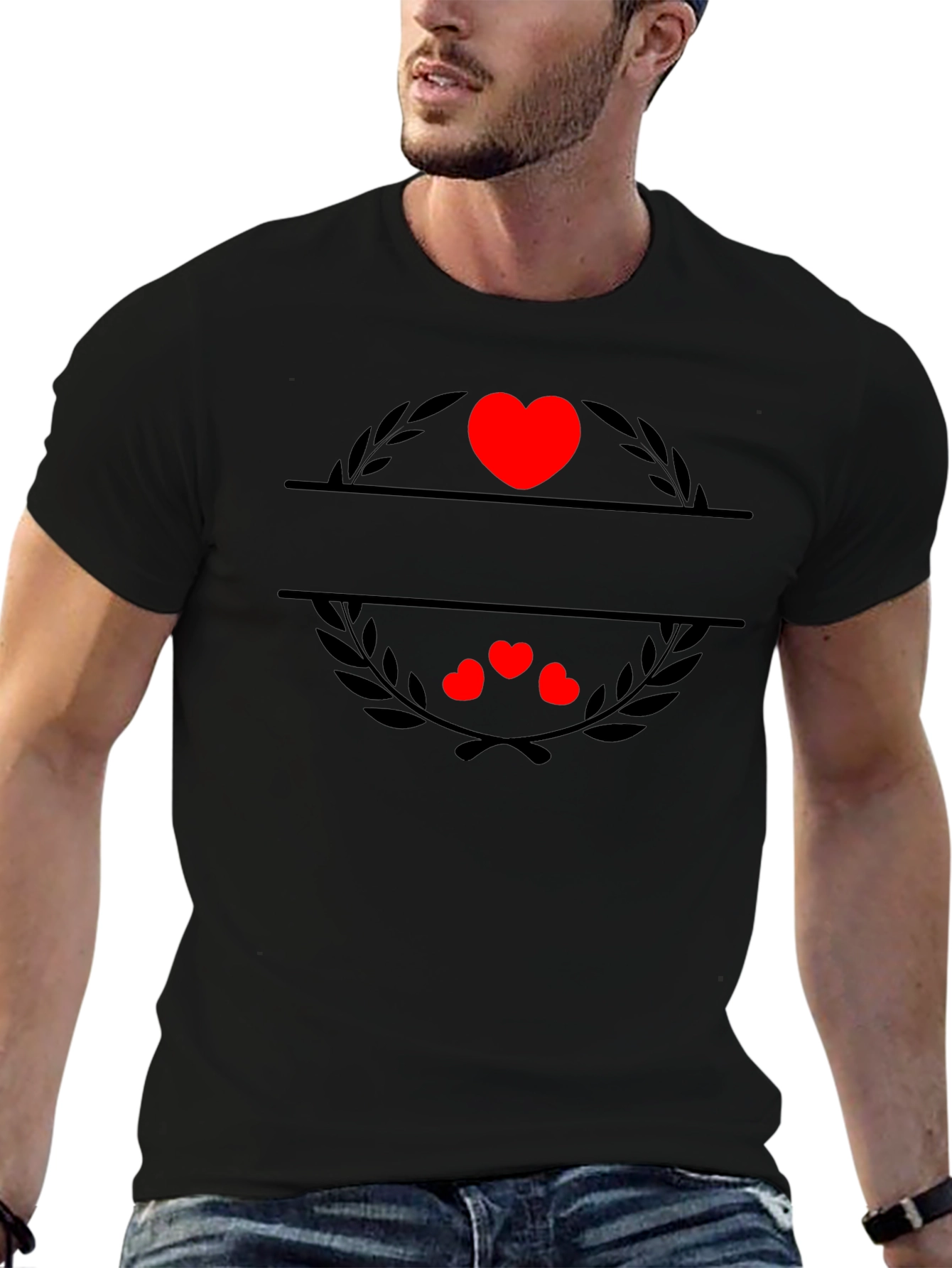 Heart Laurel Black Graphic Tee
