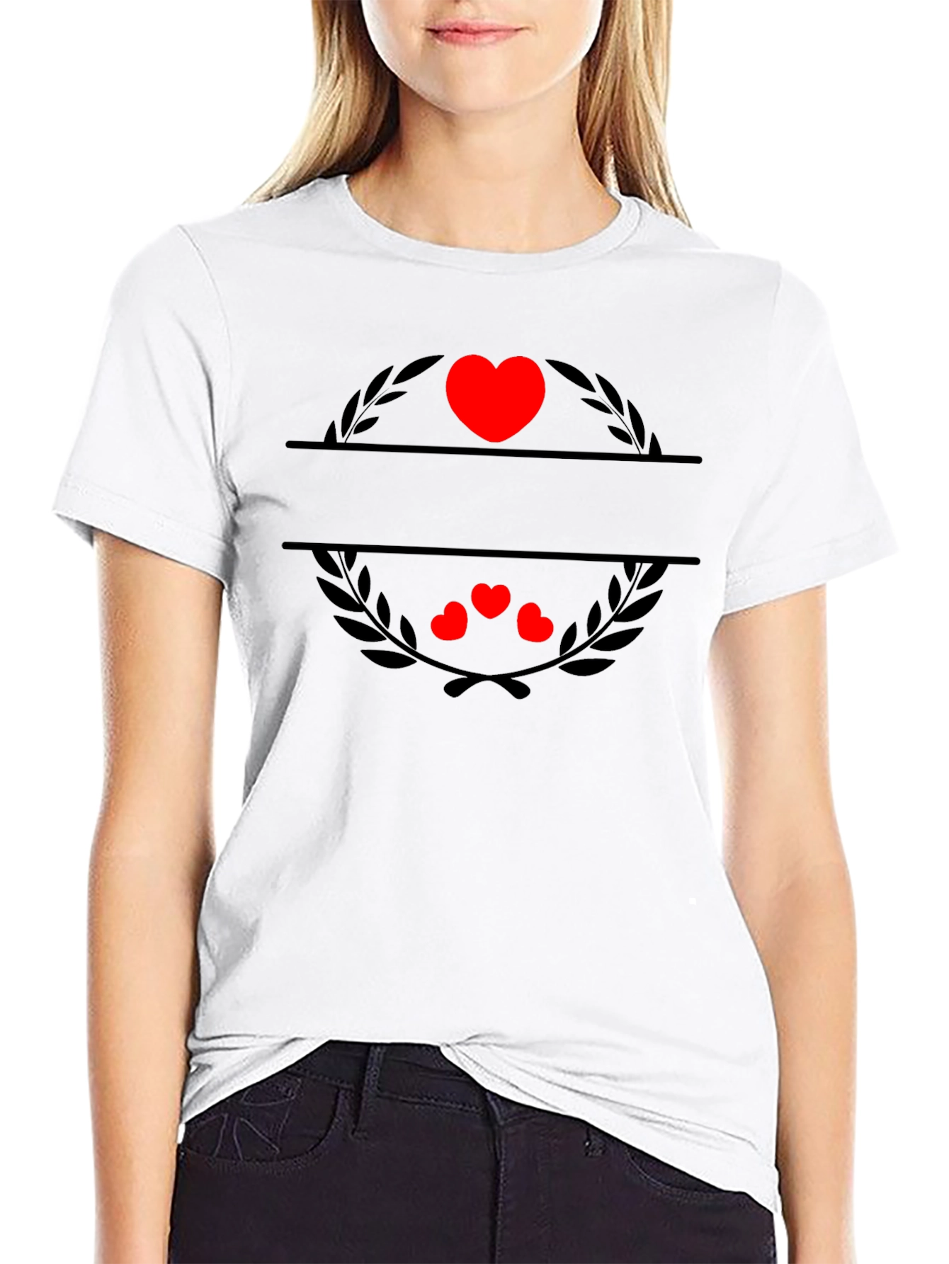 Heart Laurel Black Graphic Tee