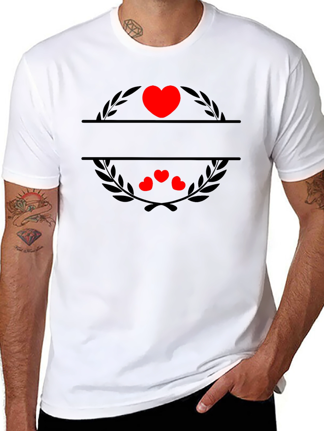 Heart Laurel Black Graphic Tee