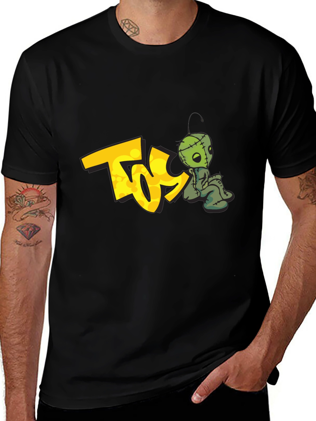 Unique Graphic Tee - Creepy Doll Design