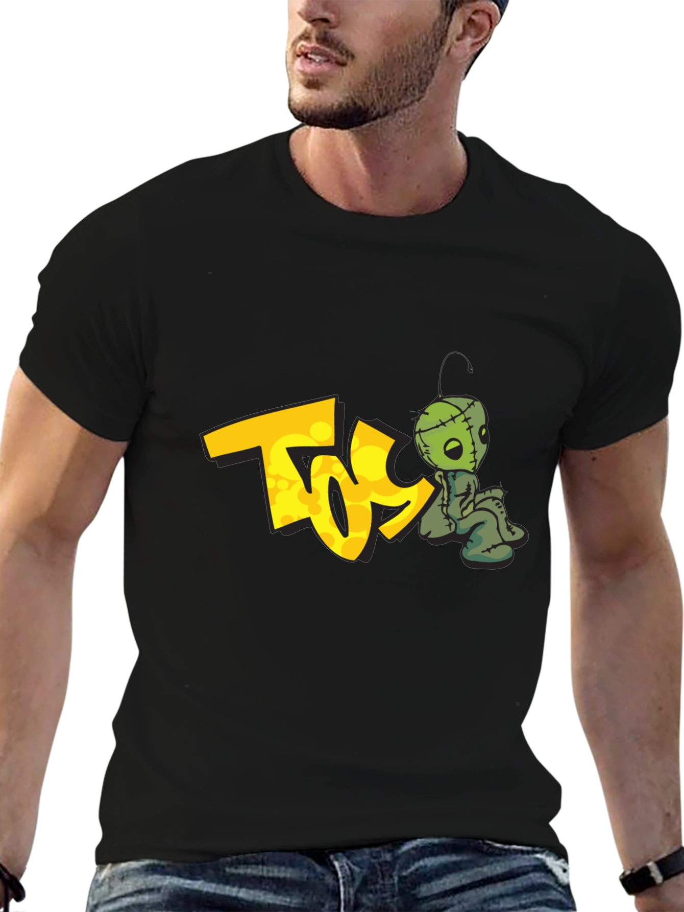 Unique Graphic Tee - Creepy Doll Design