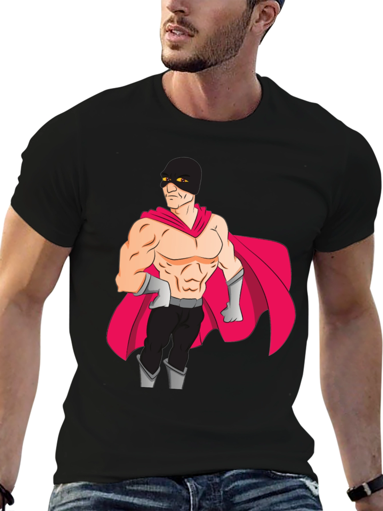 Superhero Graphic Black T-Shirt