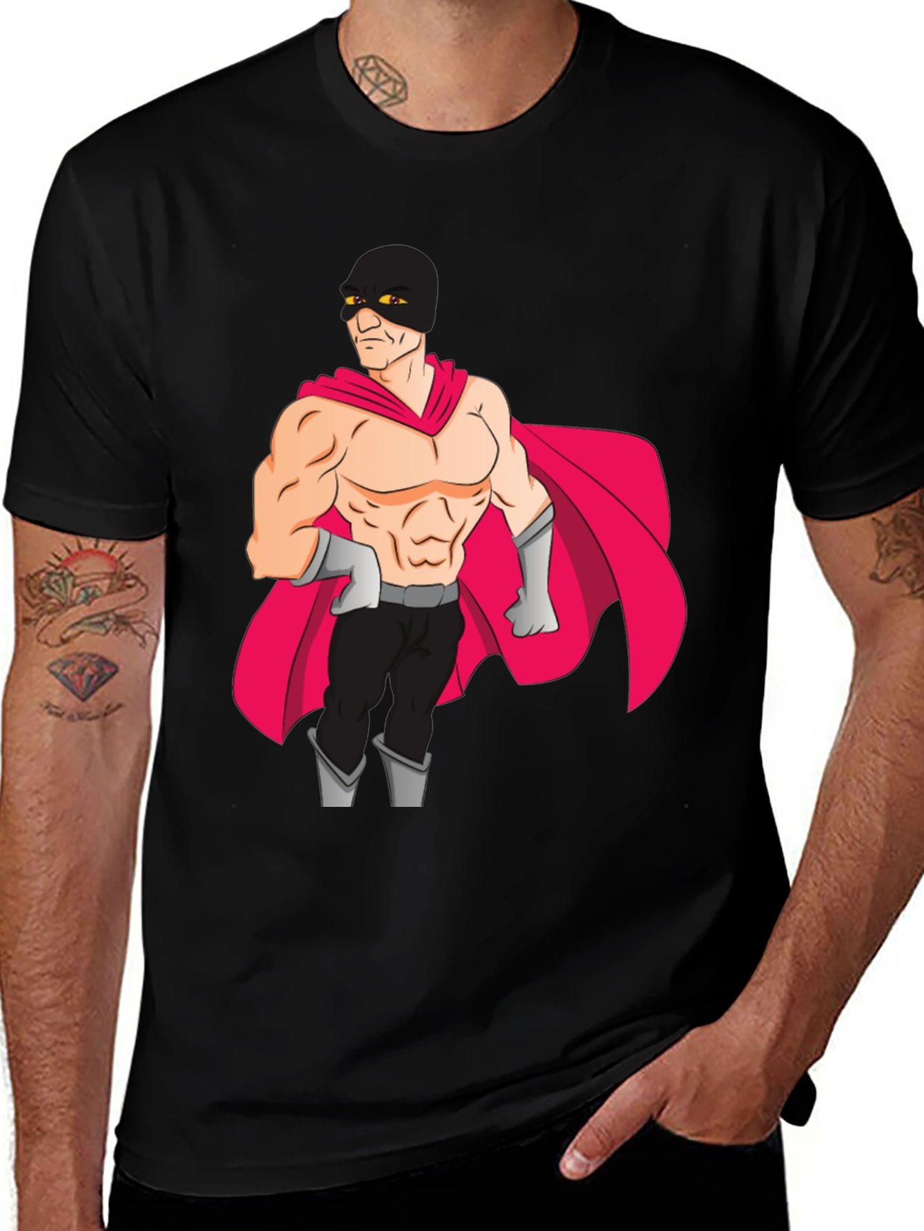 Superhero Graphic Black T-Shirt