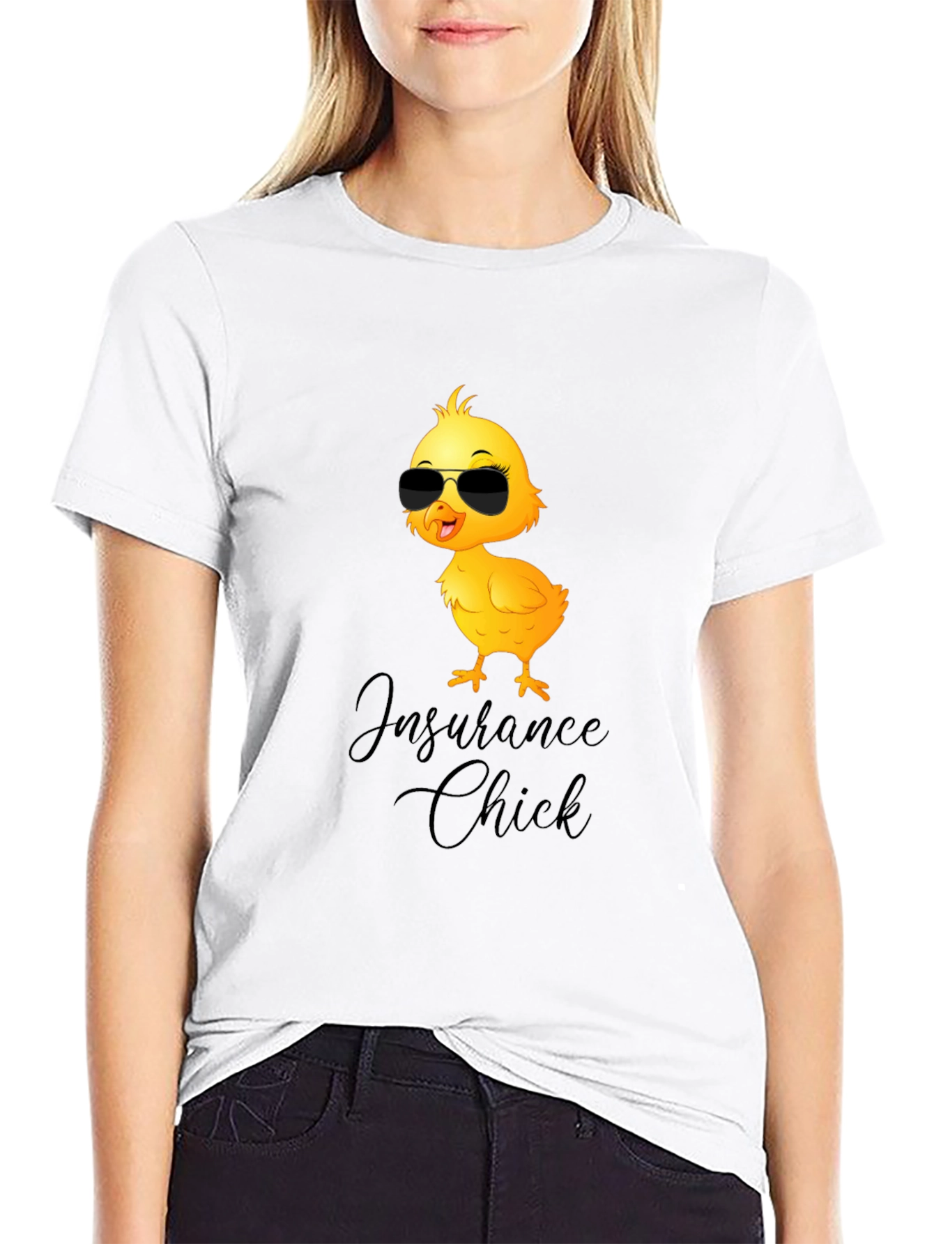 Insurance Chick T-Shirt - Funny Cartoon Bird Tee