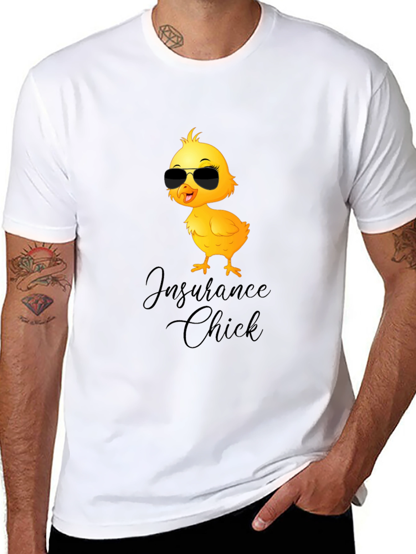 Insurance Chick T-Shirt - Funny Cartoon Bird Tee