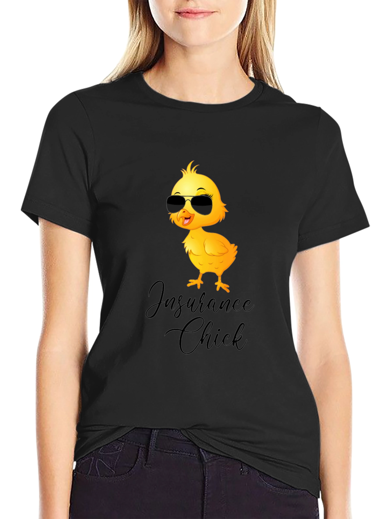 Insurance Chick T-Shirt - Funny Cartoon Bird Tee