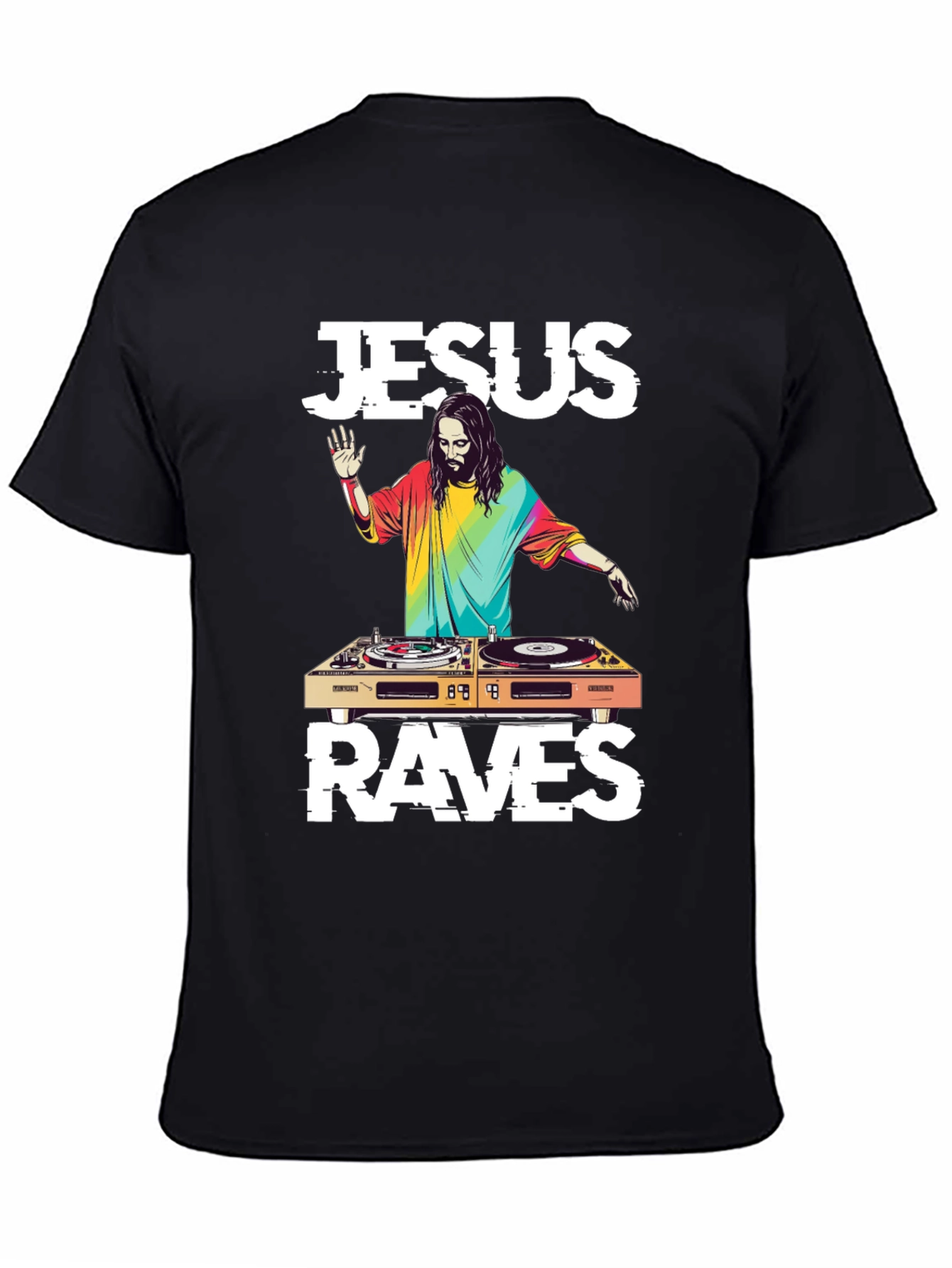 Jesus Raves DJ T-Shirt - Unique Graphic Tee