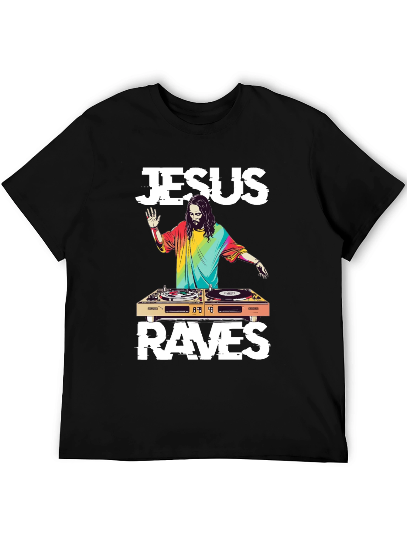 Jesus Raves DJ T-Shirt - Unique Graphic Tee