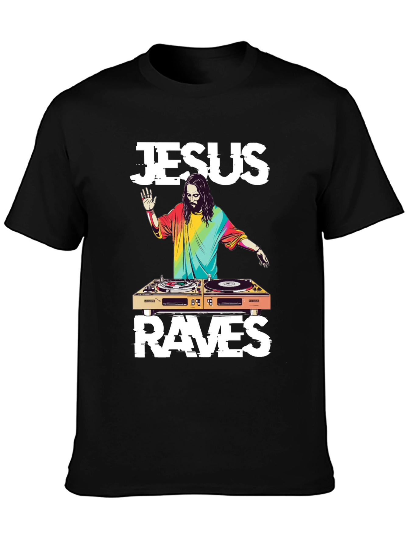 Jesus Raves DJ T-Shirt - Unique Graphic Tee
