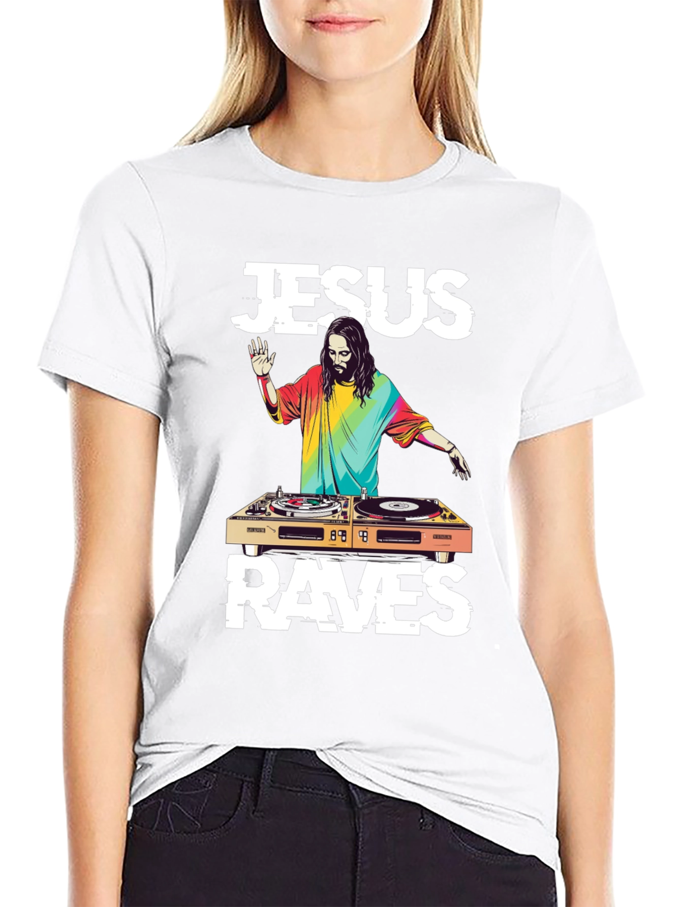 Jesus Raves DJ T-Shirt - Unique Graphic Tee