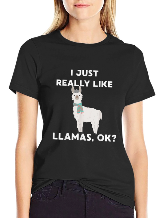 Llama Lover Graphic Tee - I Just Really Like Llamas