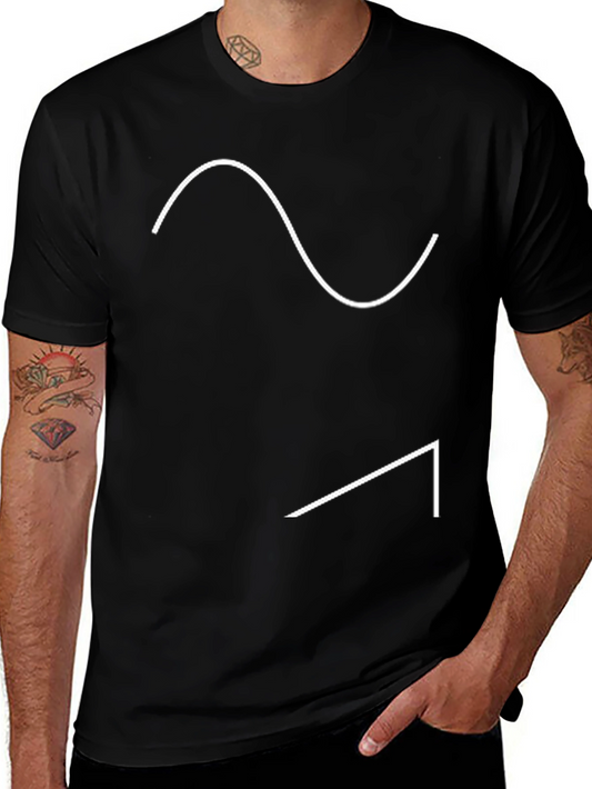 Minimalist Black T-Shirt with Wave and Angle Design
