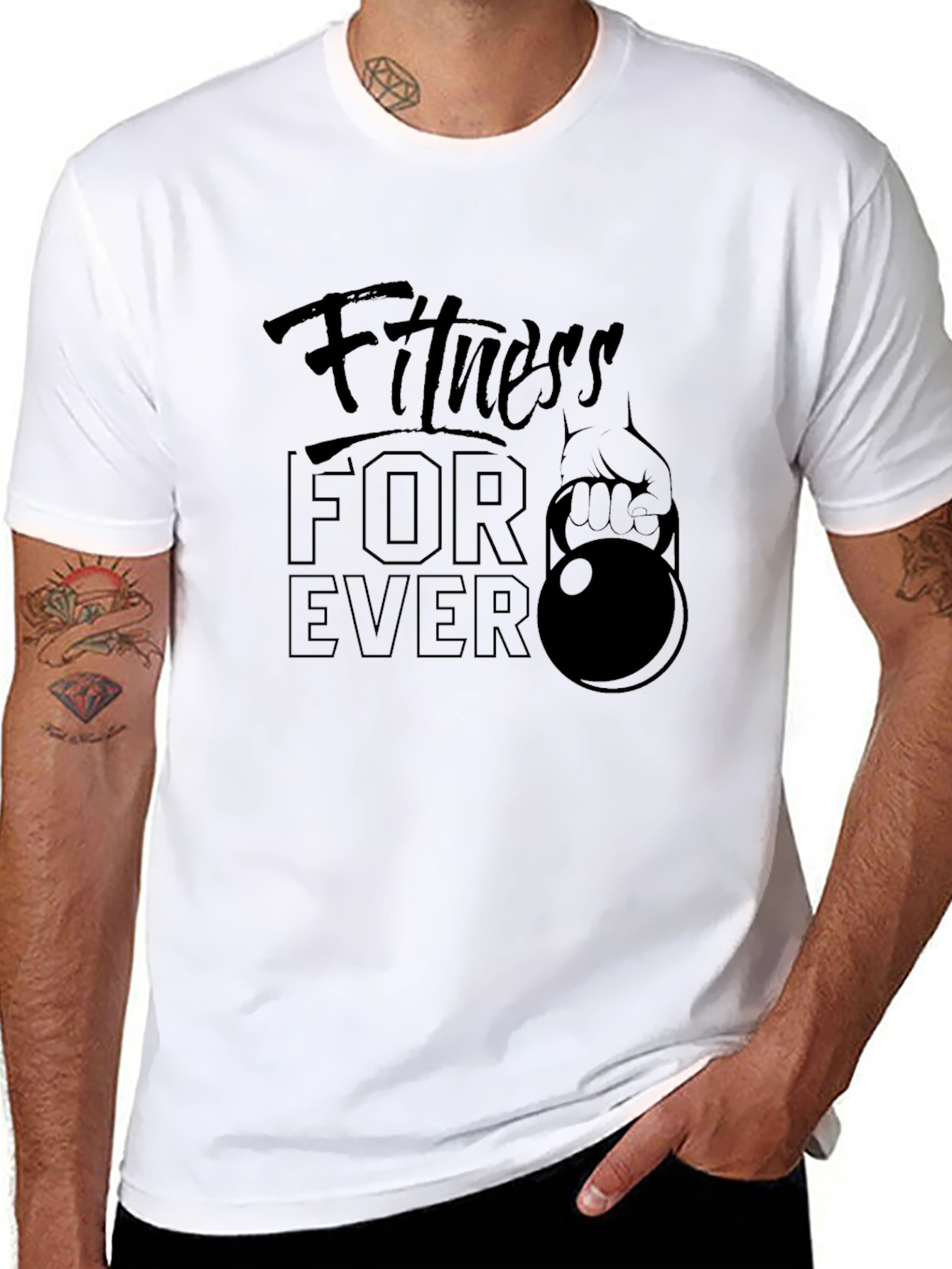 Fitness Forever Black Graphic T-Shirt