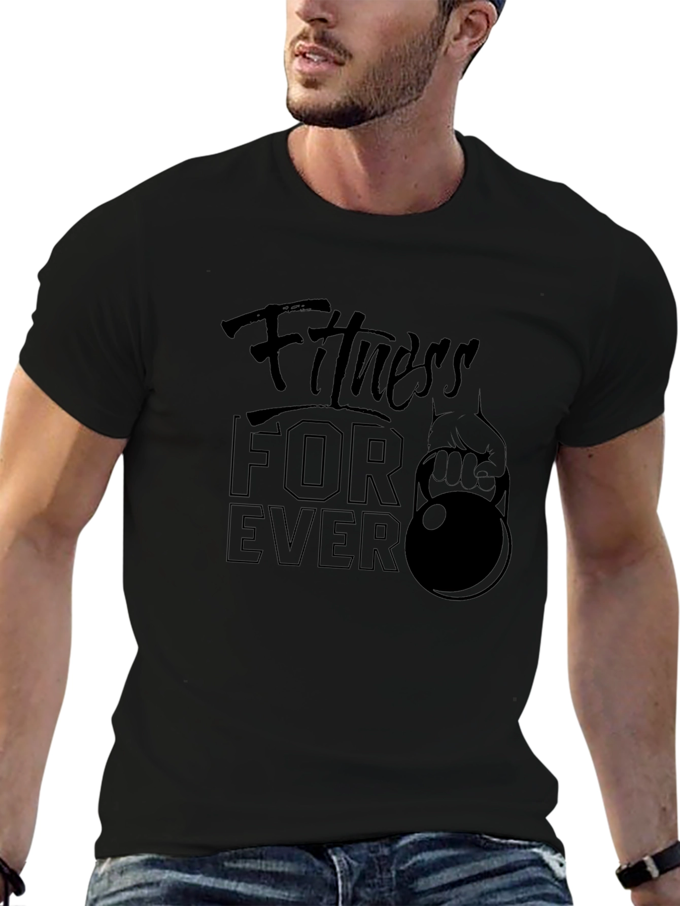 Fitness Forever Black Graphic T-Shirt