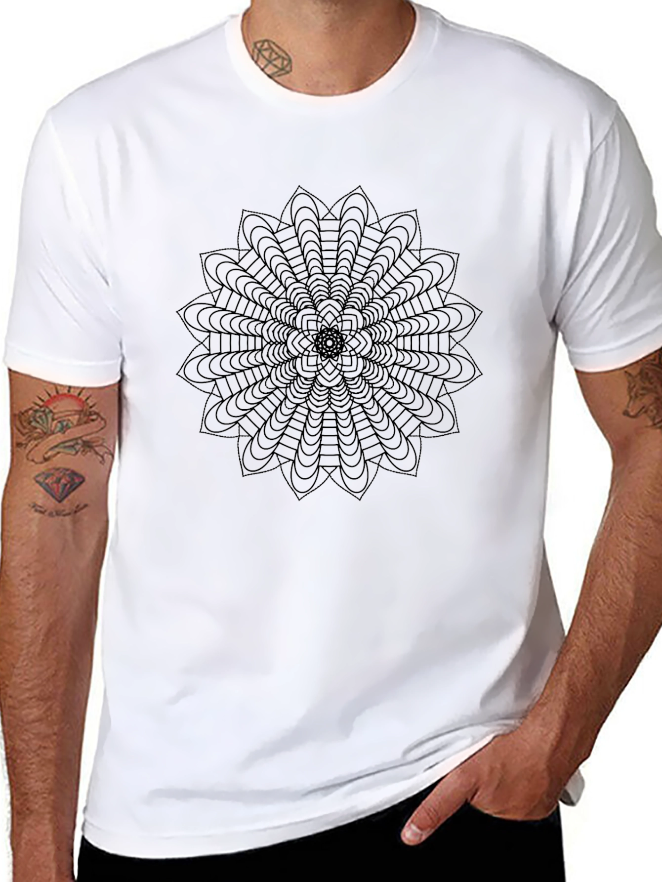 Geometric Mandala T-Shirt - Stylish Black Tee