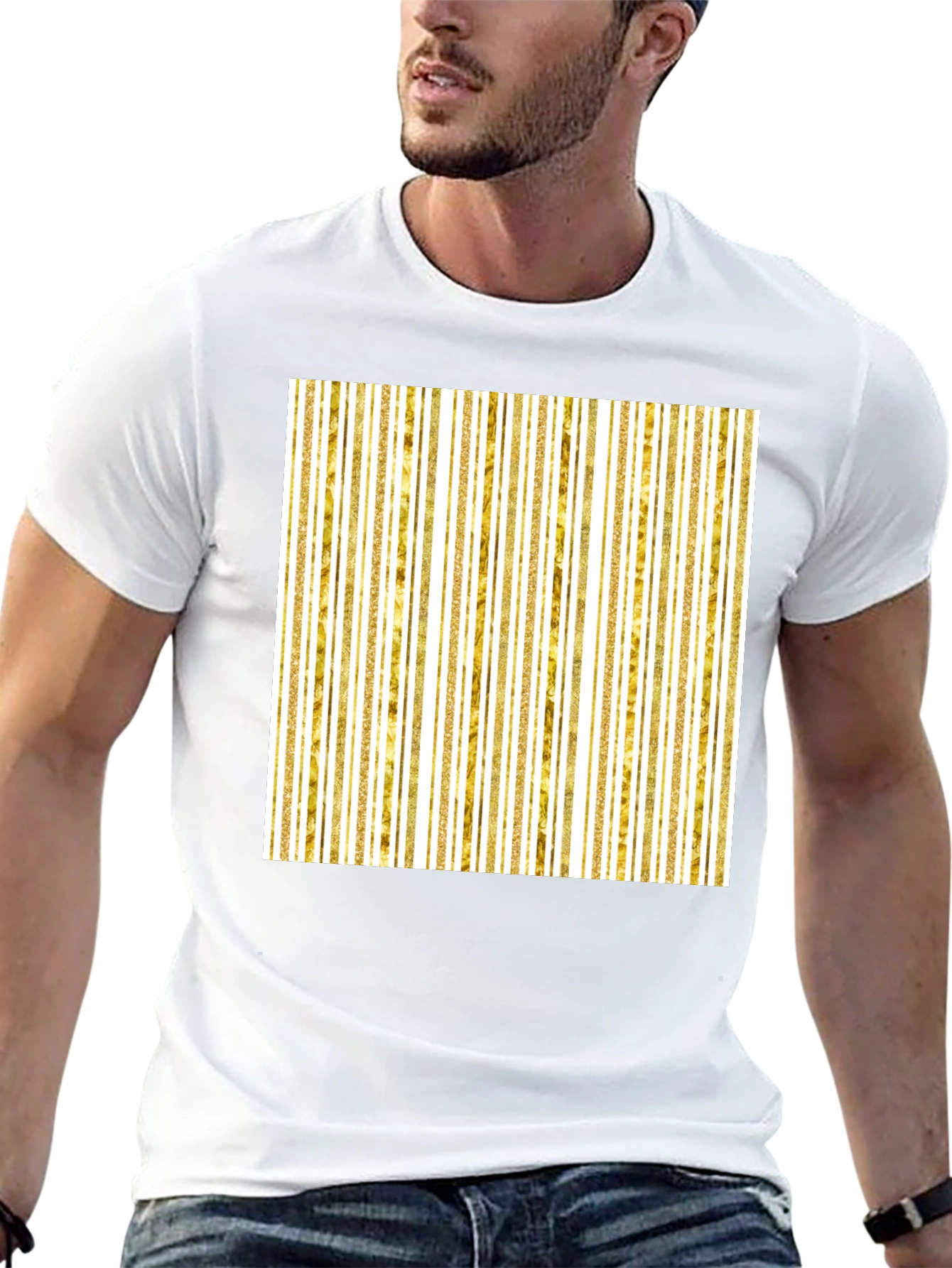 Gold Stripe Tee - Modern Minimalist Design
