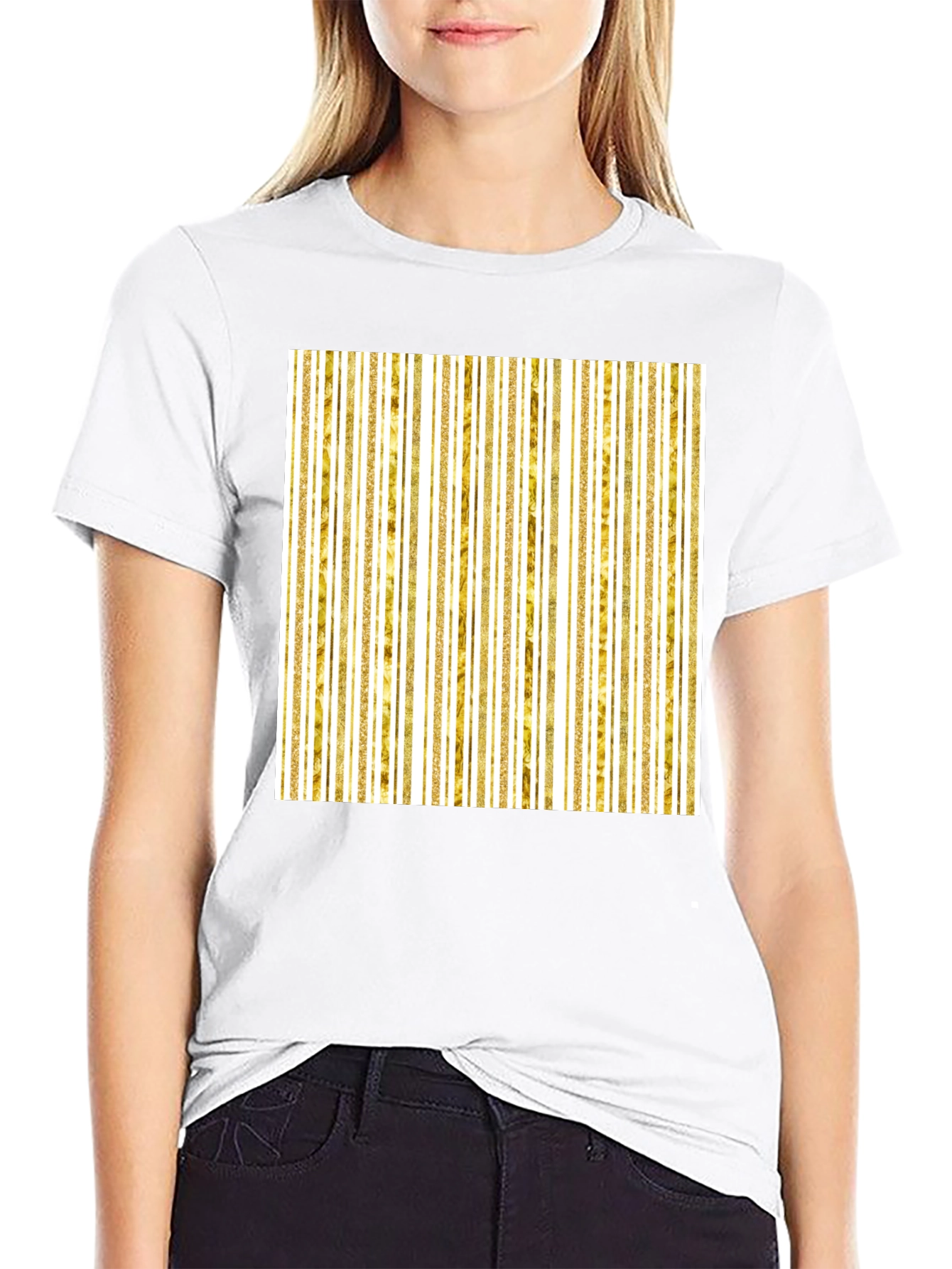 Gold Stripe Tee - Modern Minimalist Design