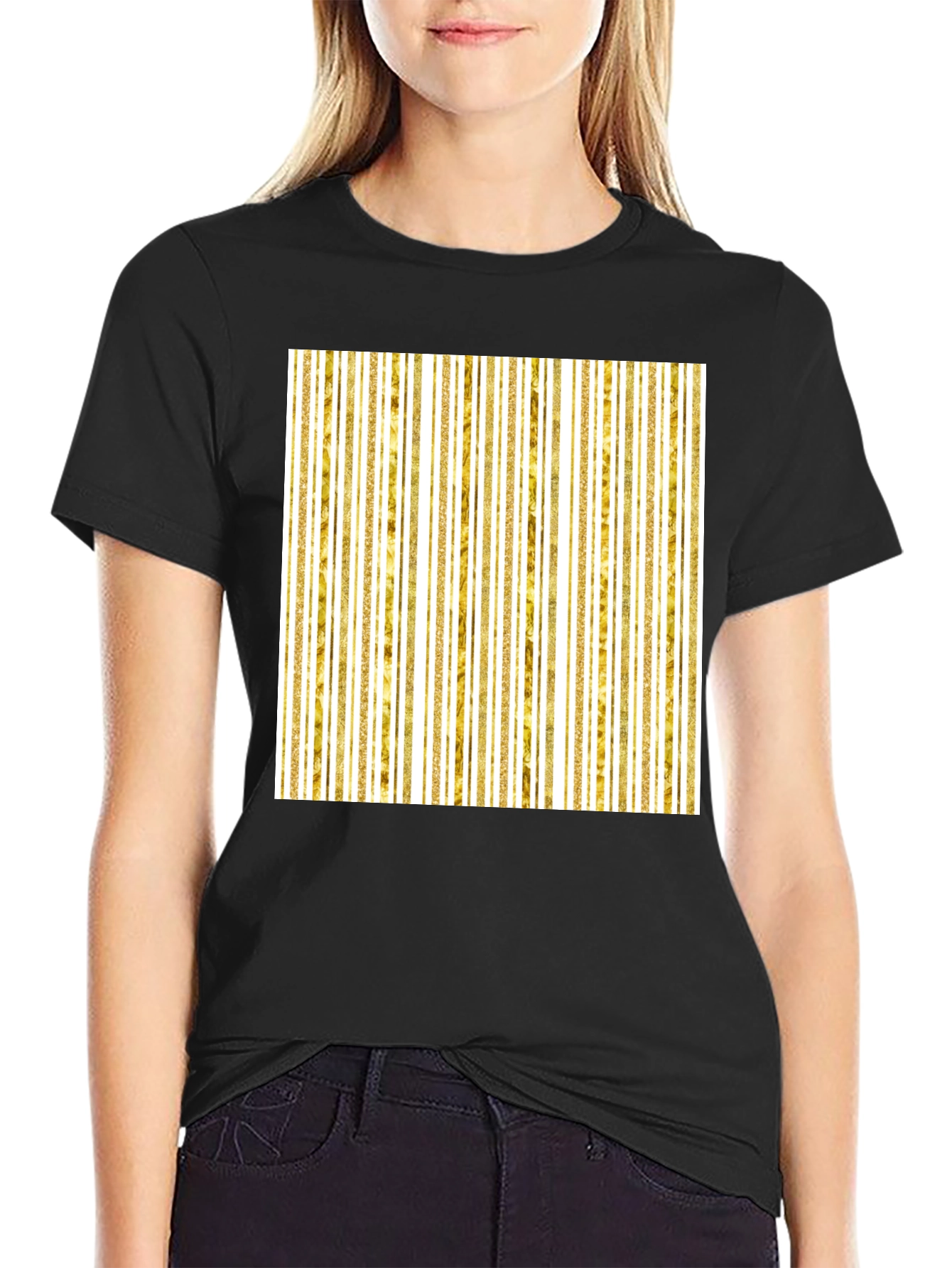 Gold Stripe Tee - Modern Minimalist Design