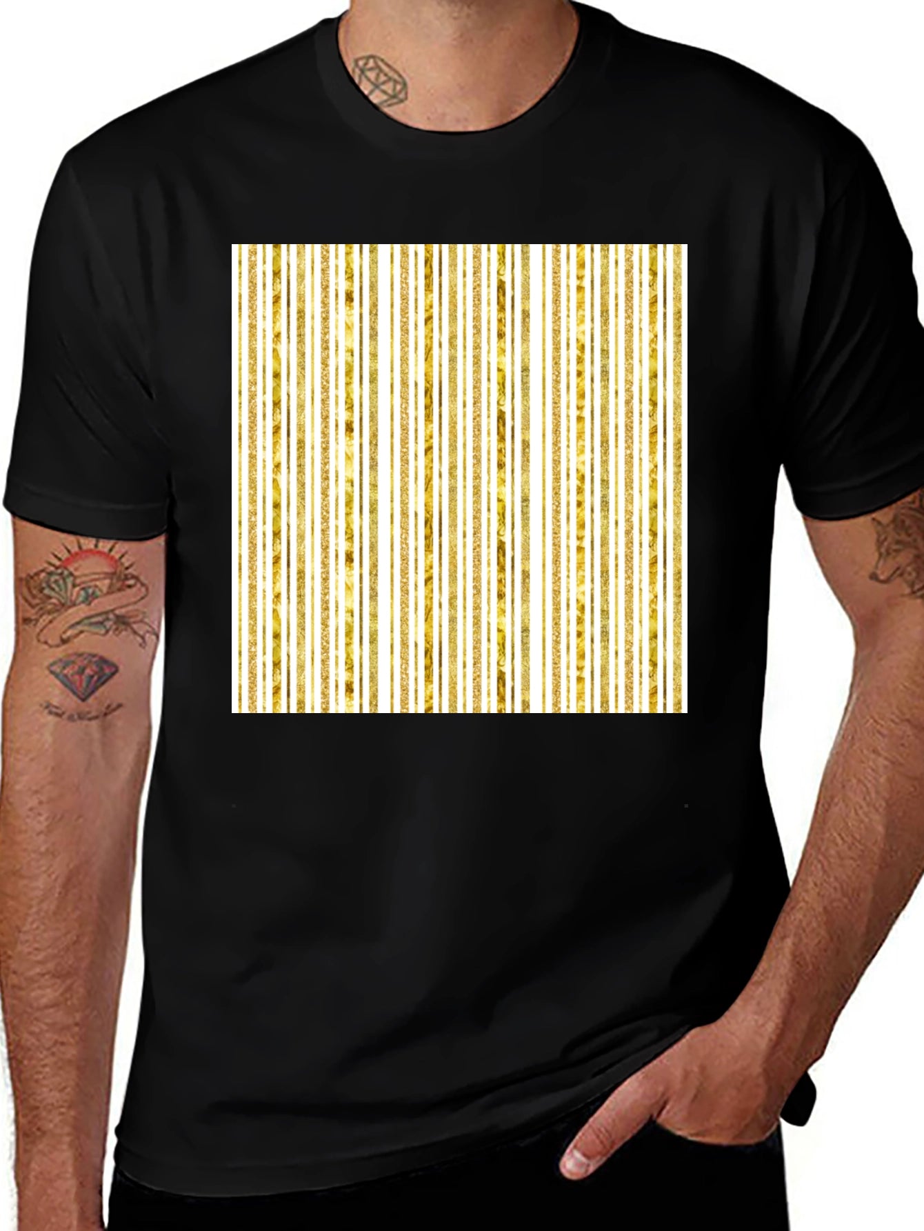 Gold Stripe Tee - Modern Minimalist Design
