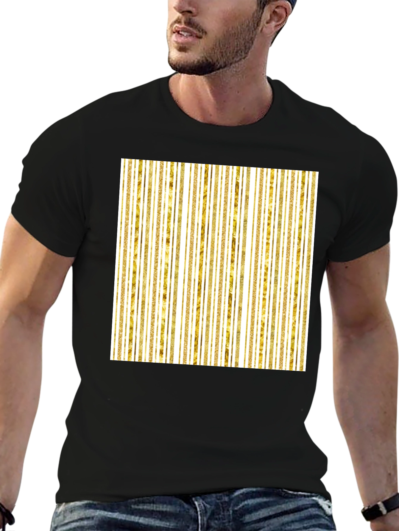 Gold Stripe Tee - Modern Minimalist Design