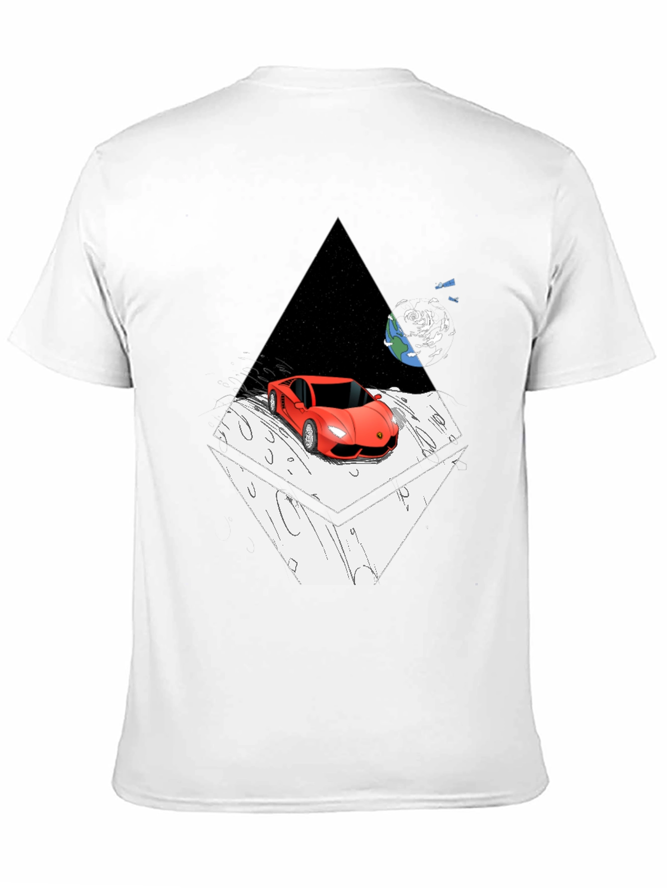 Red Car on Moon Graphic T-Shirt