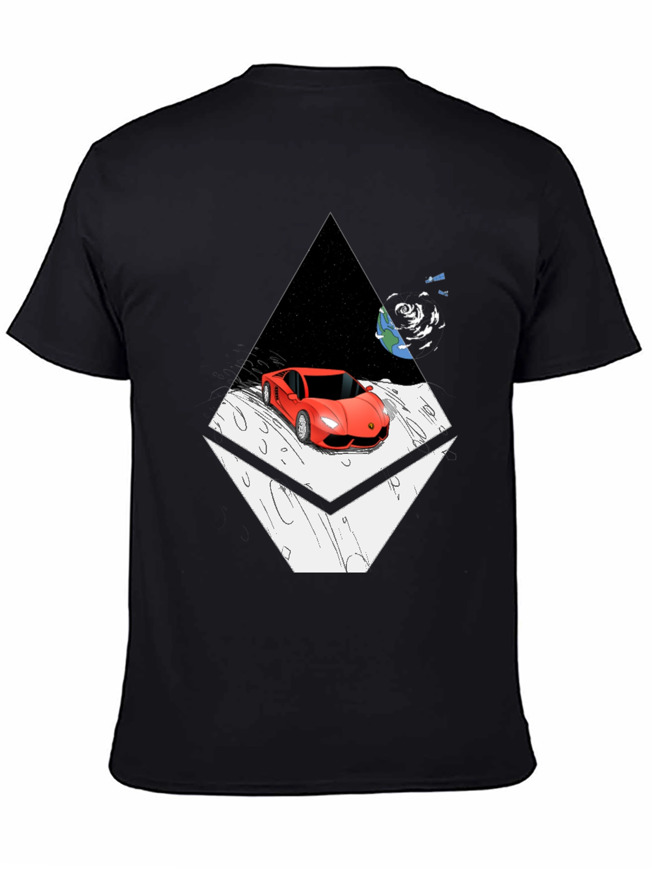Red Car on Moon Graphic T-Shirt