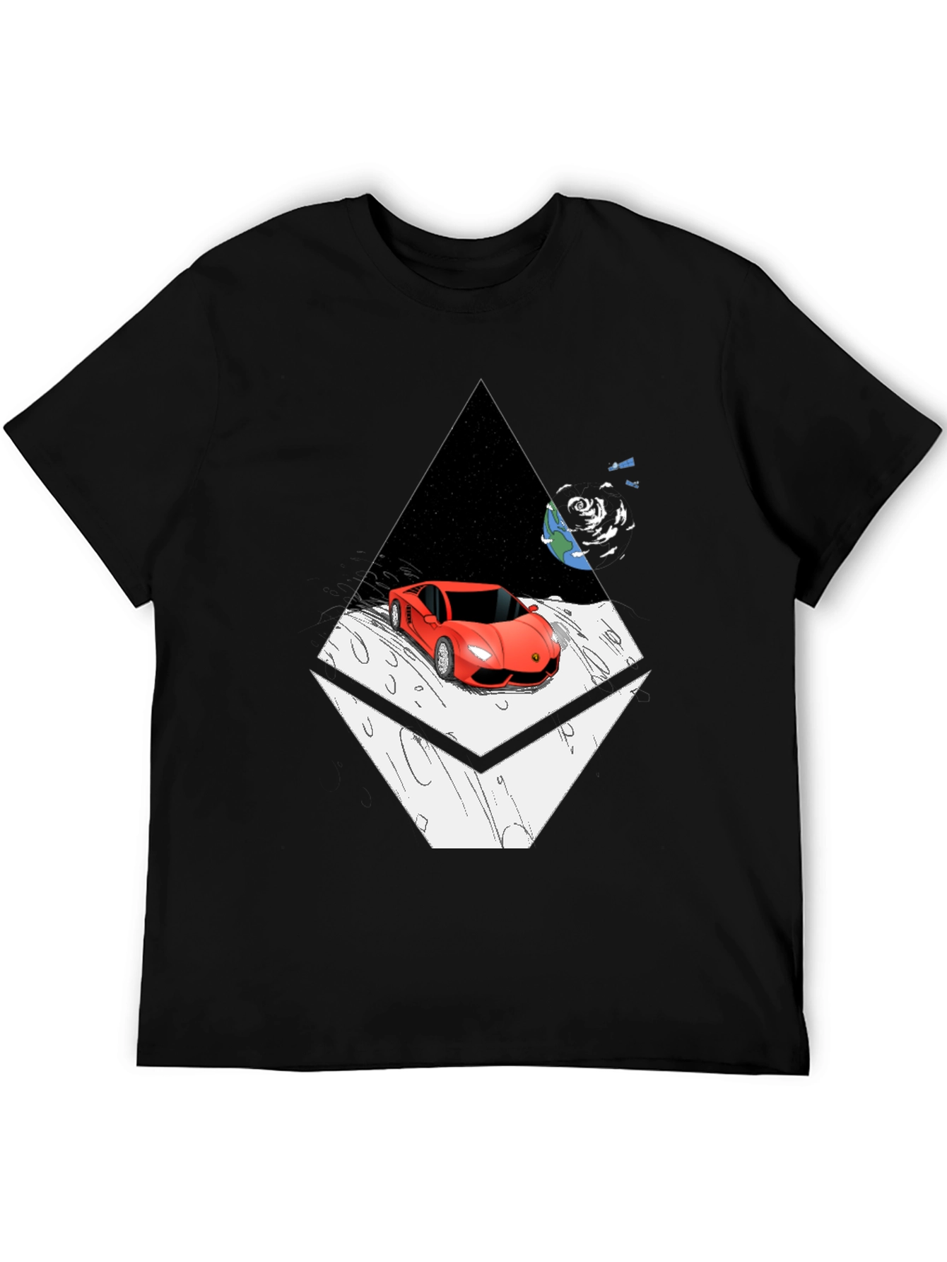 Red Car on Moon Graphic T-Shirt