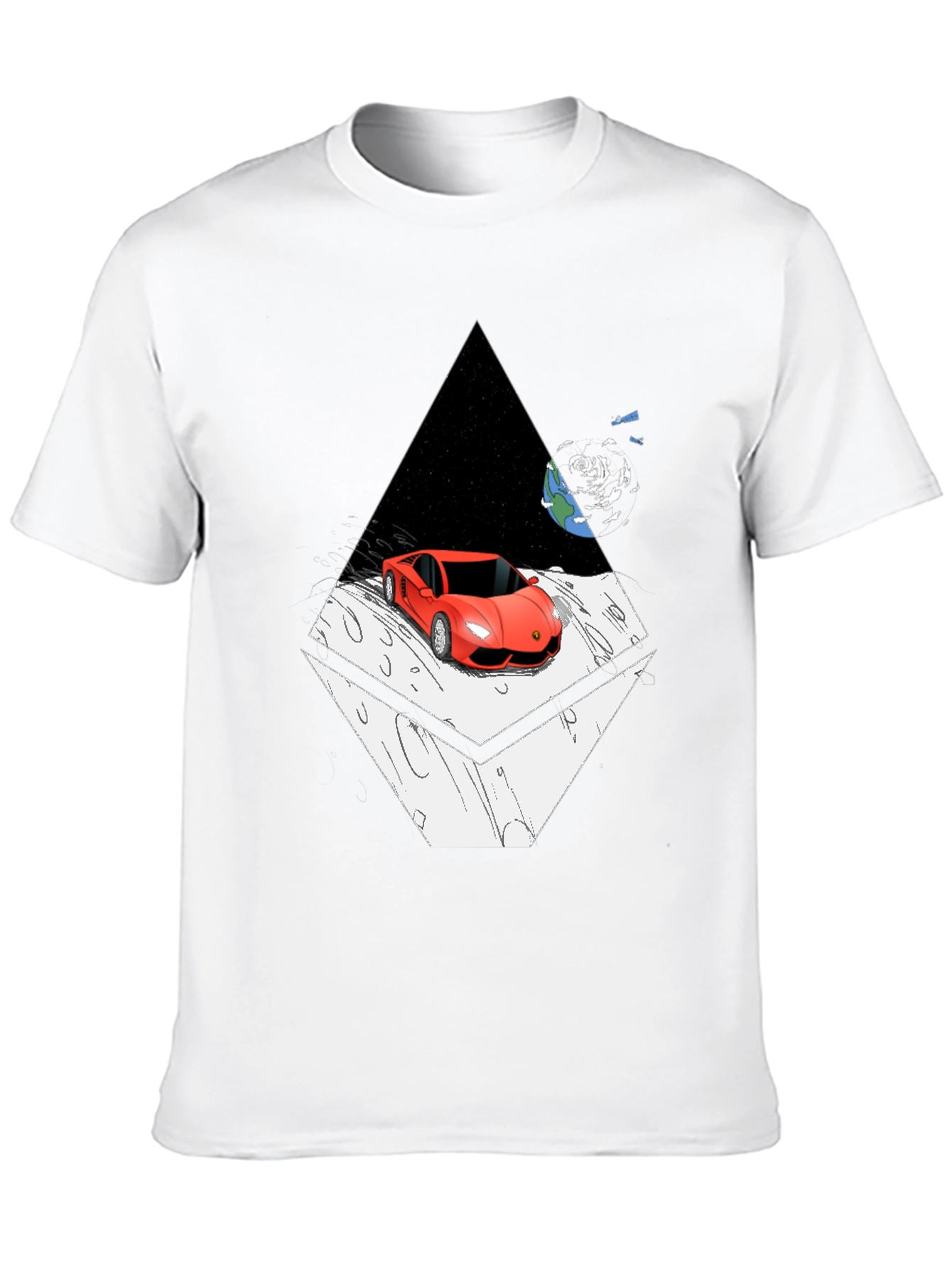 Red Car on Moon Graphic T-Shirt