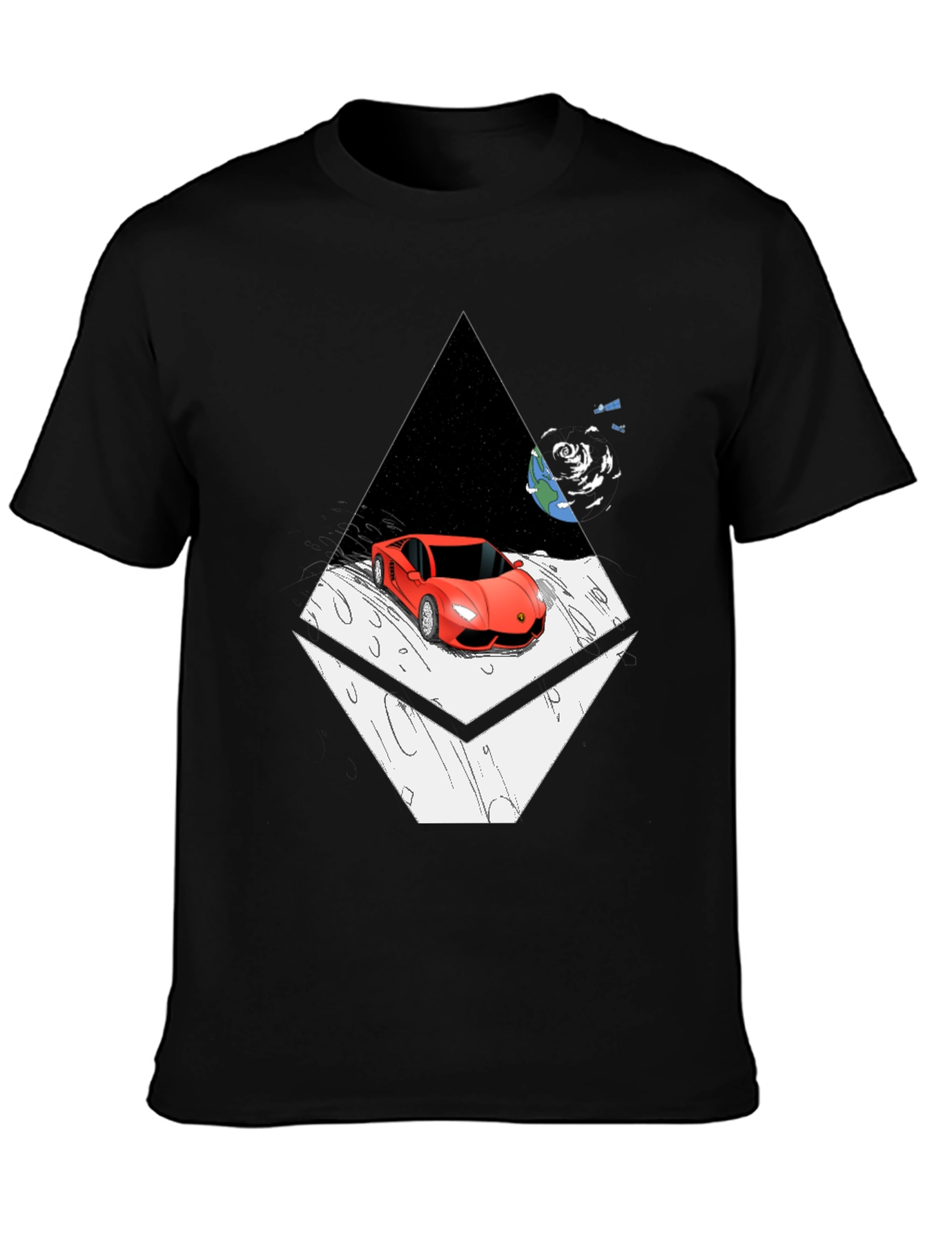 Red Car on Moon Graphic T-Shirt