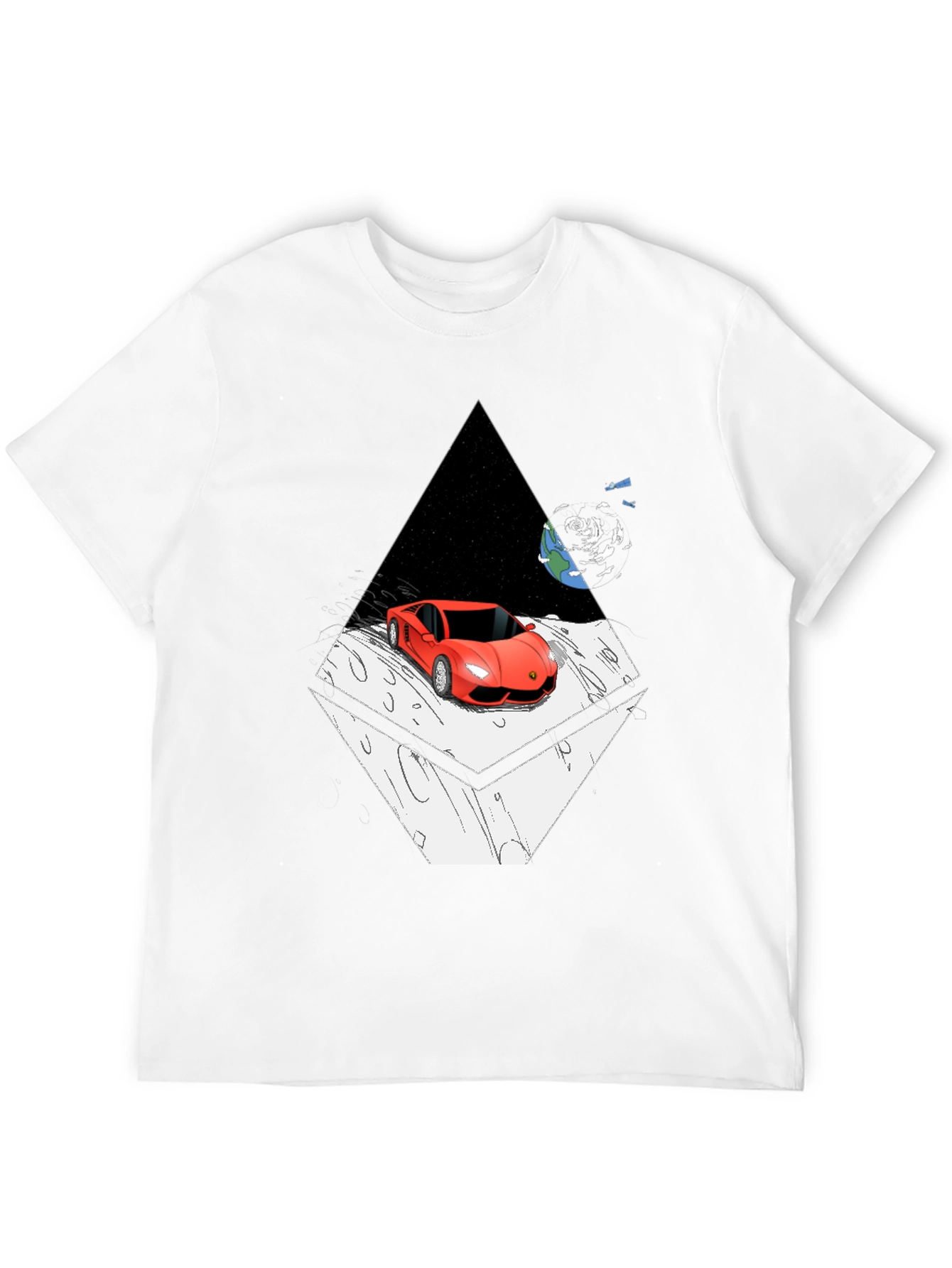 Red Car on Moon Graphic T-Shirt