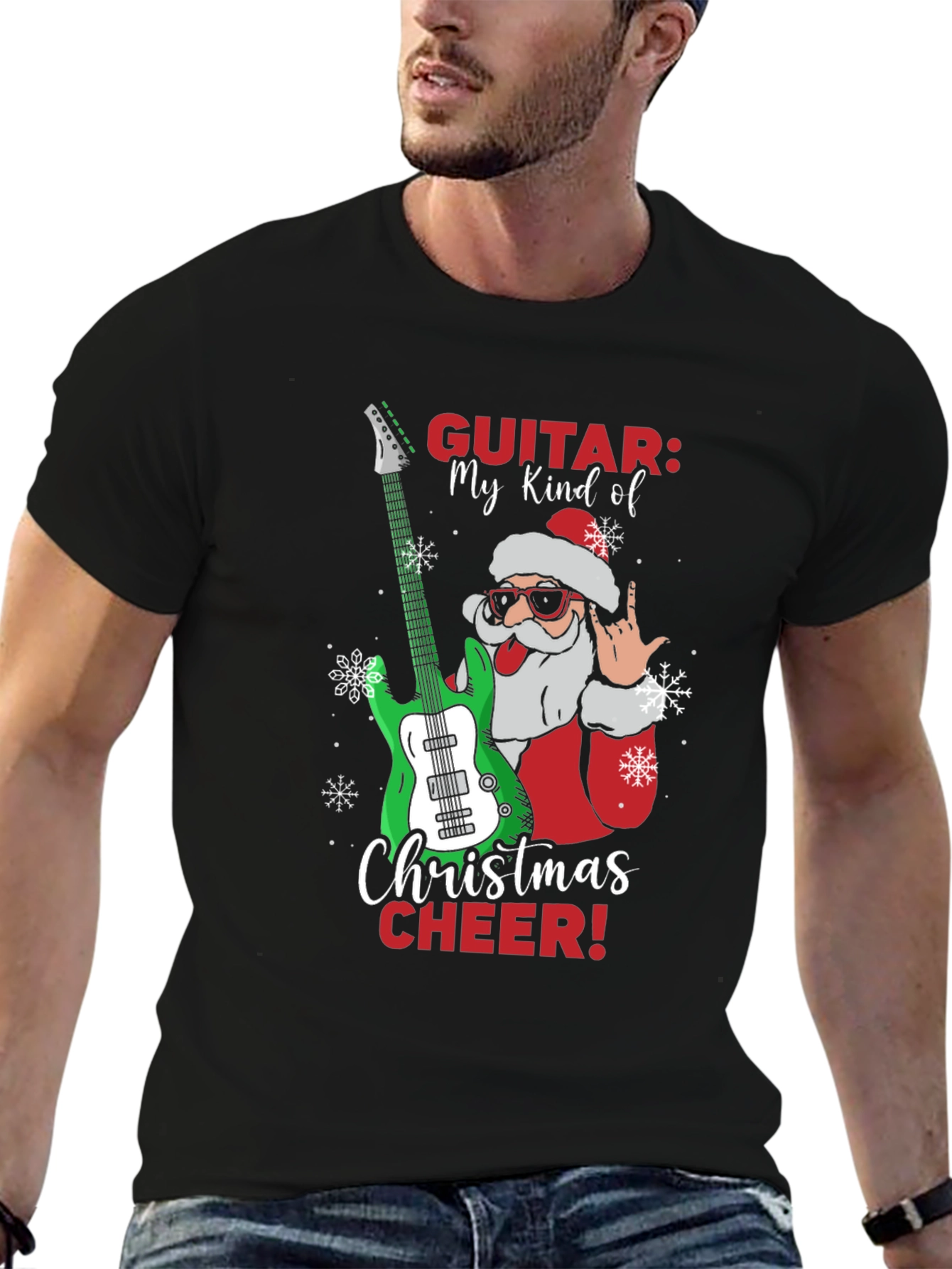 Christmas Guitar Santa T-Shirt