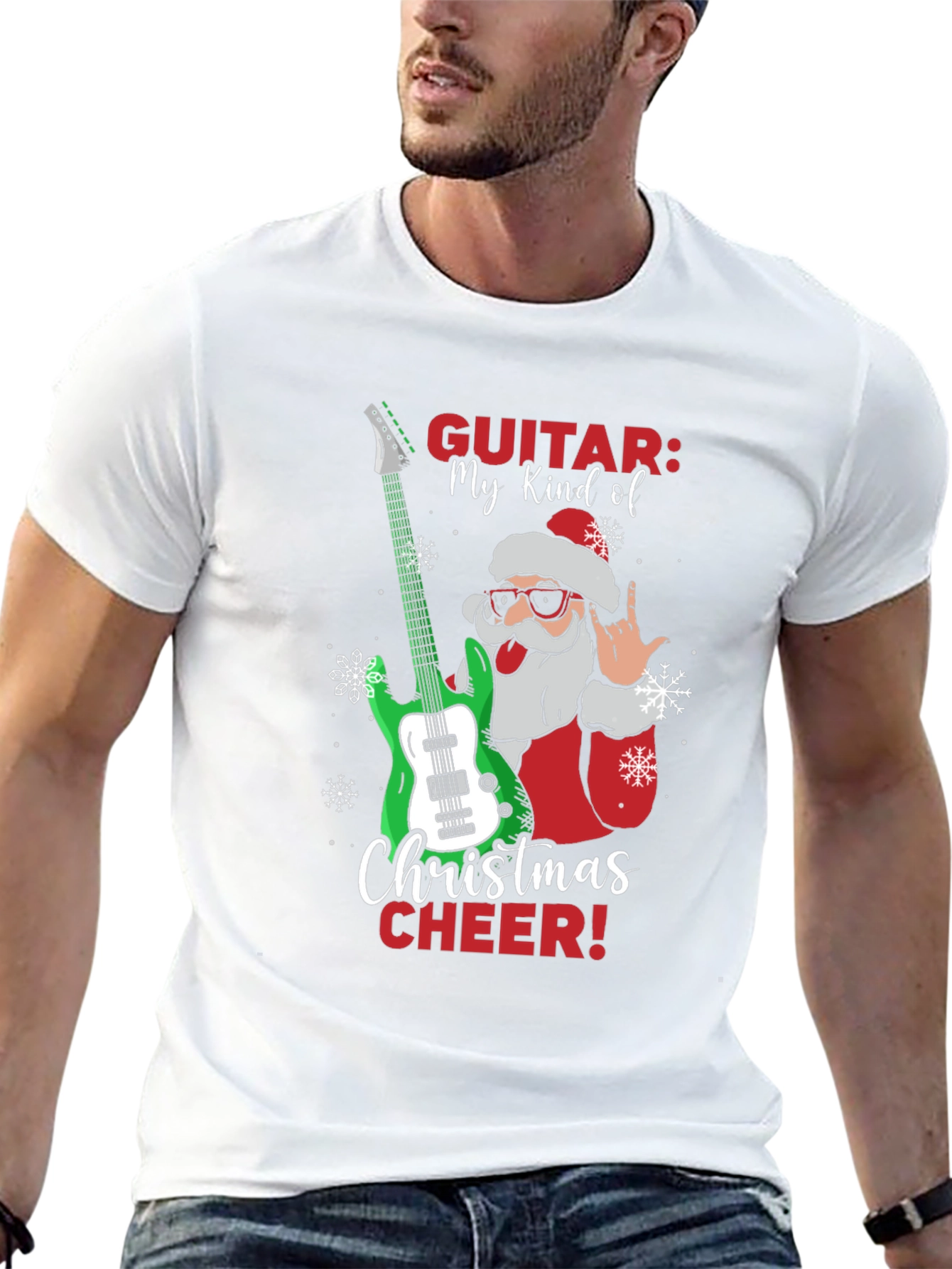 Christmas Guitar Santa T-Shirt