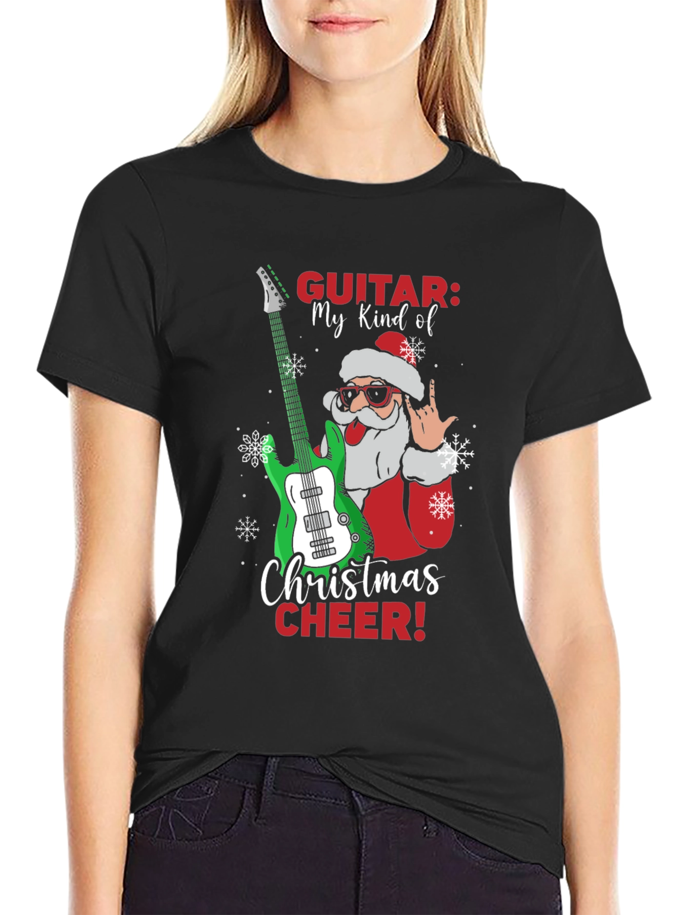 Christmas Guitar Santa T-Shirt