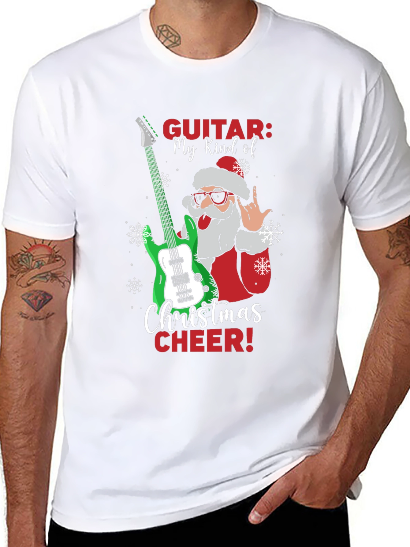 Christmas Guitar Santa T-Shirt