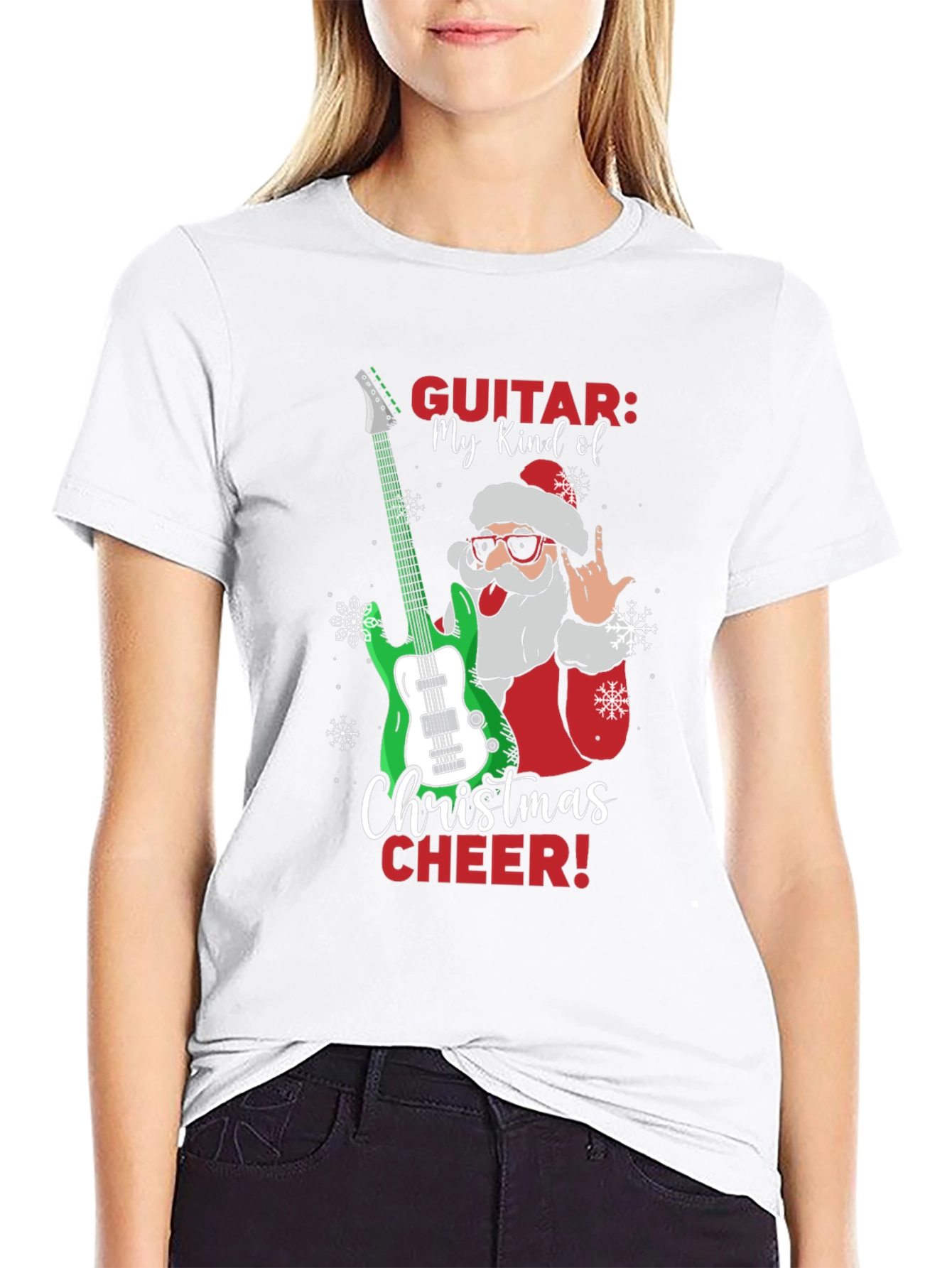 Christmas Guitar Santa T-Shirt