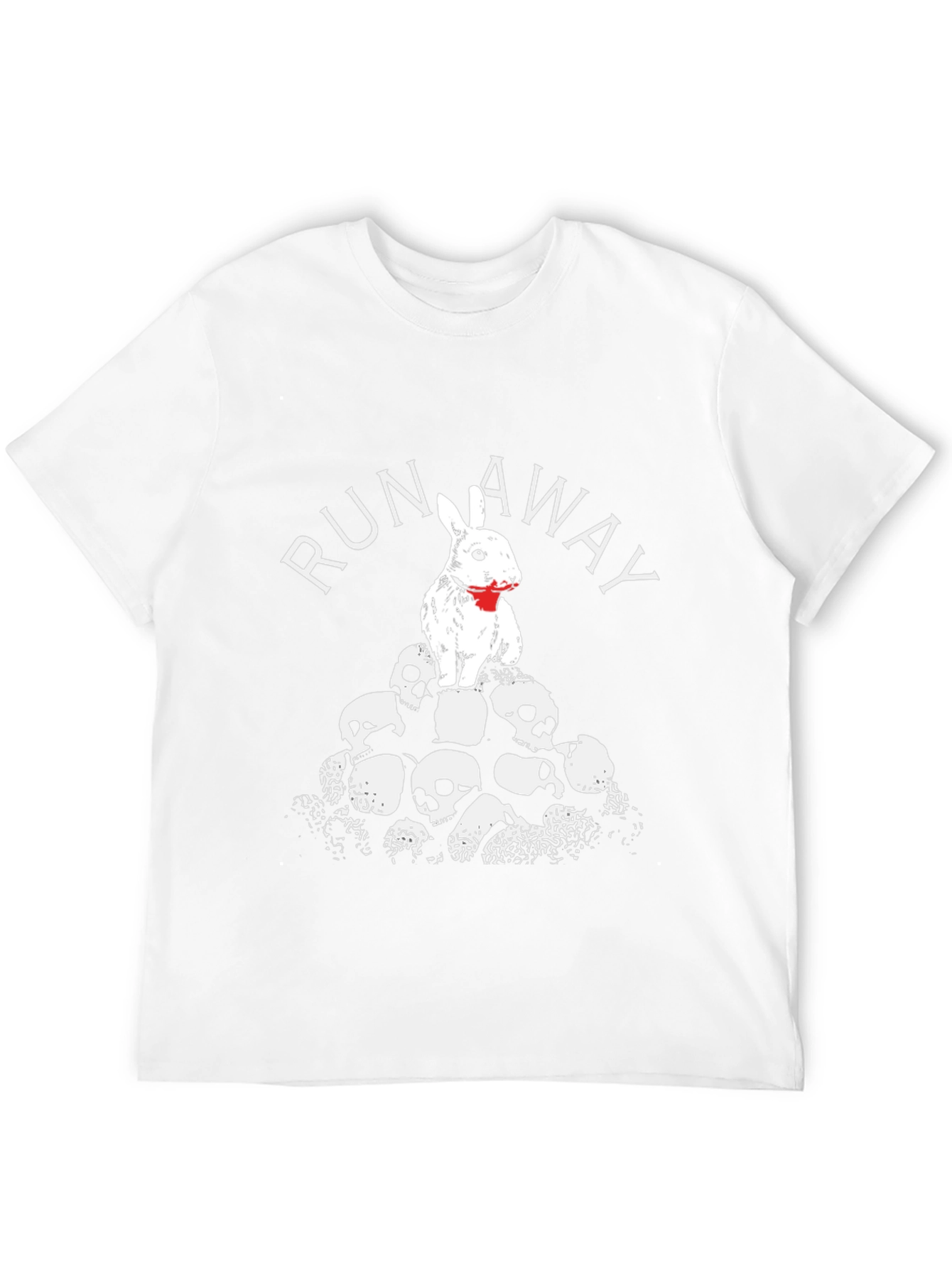Run Away Rabbit Skull Pile Graphic T-Shirt