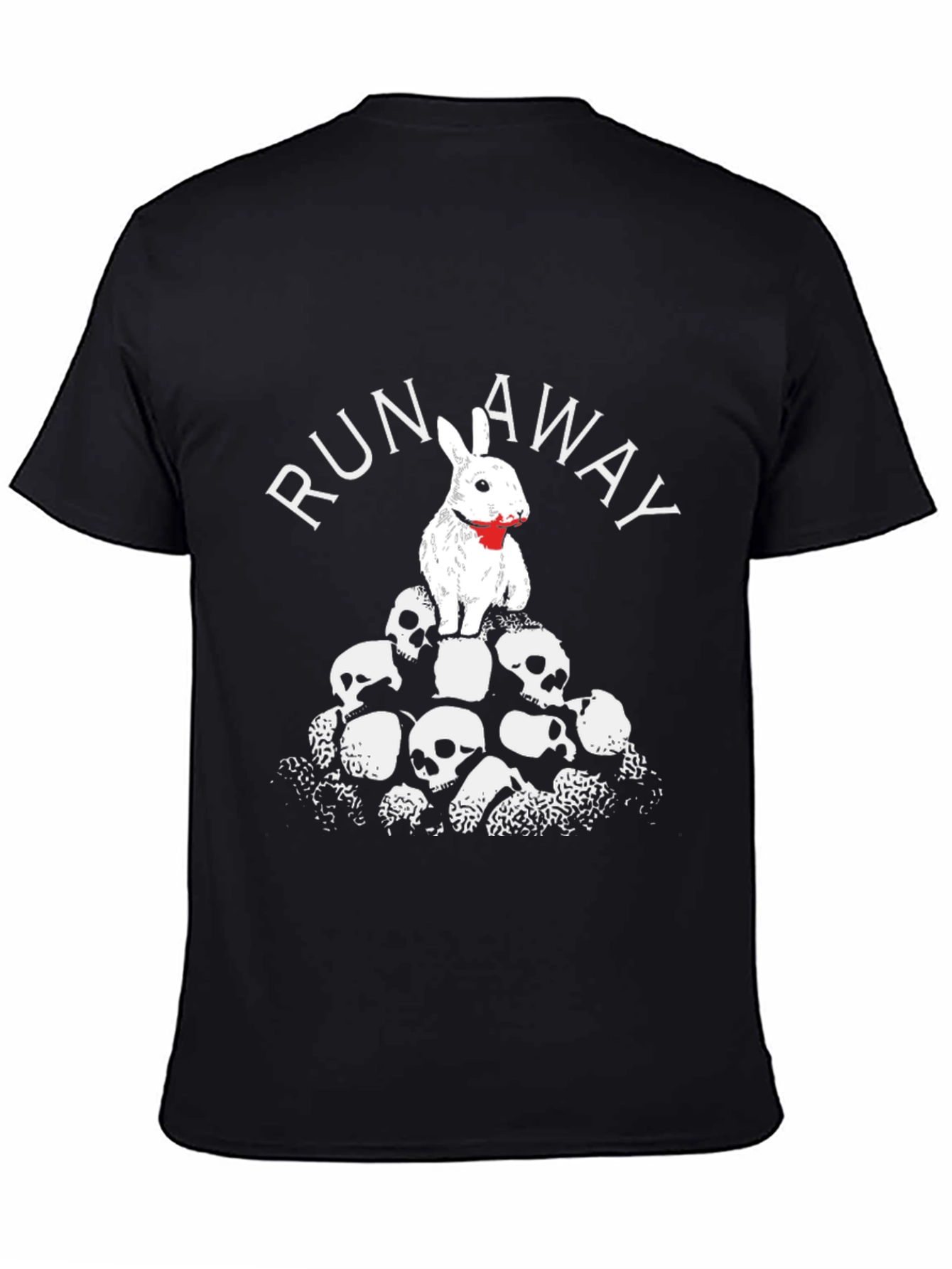 Run Away Rabbit Skull Pile Graphic T-Shirt