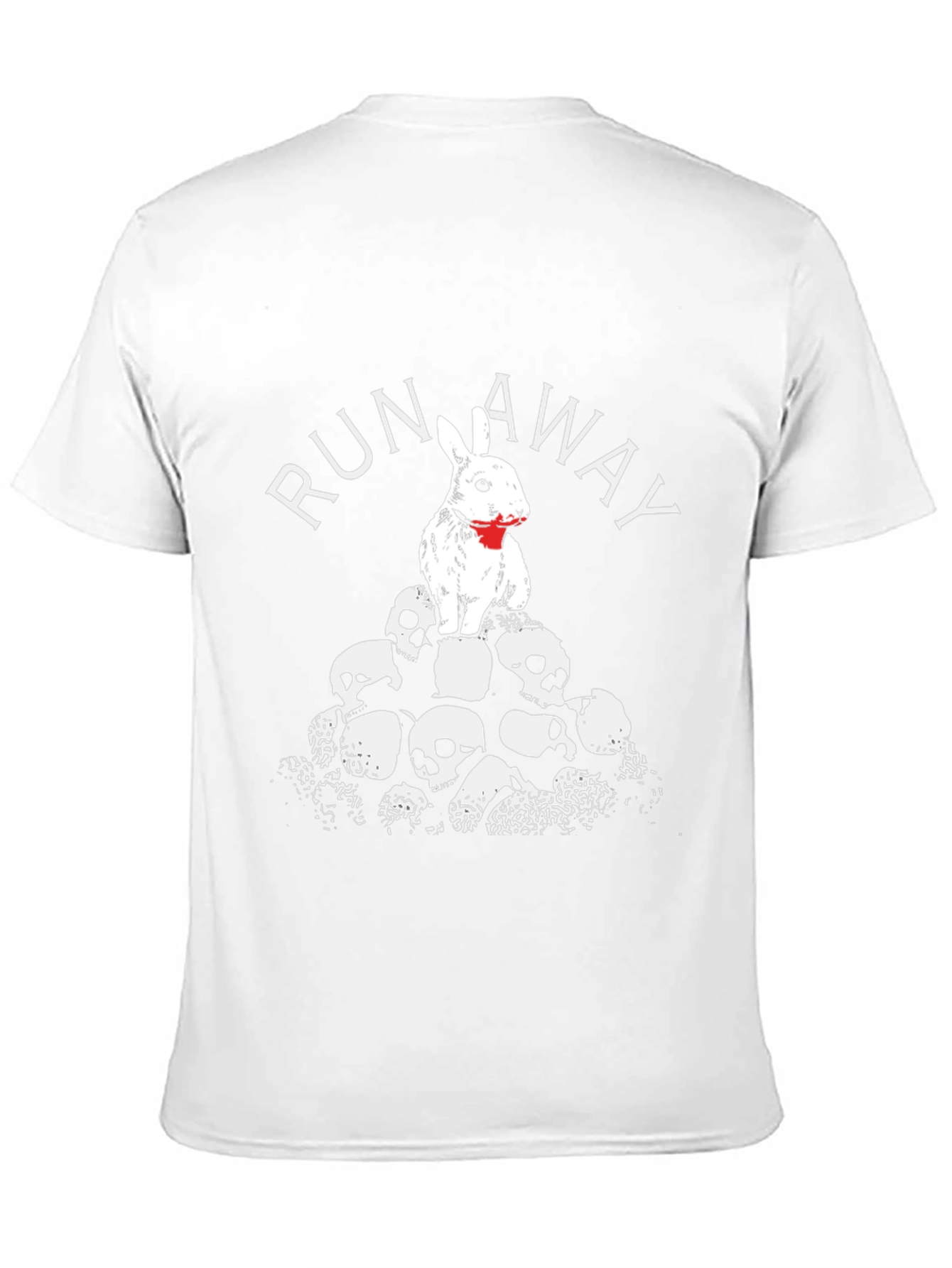 Run Away Rabbit Skull Pile Graphic T-Shirt