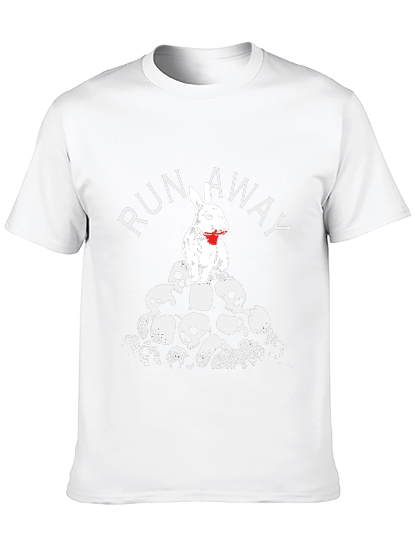 Run Away Rabbit Skull Pile Graphic T-Shirt