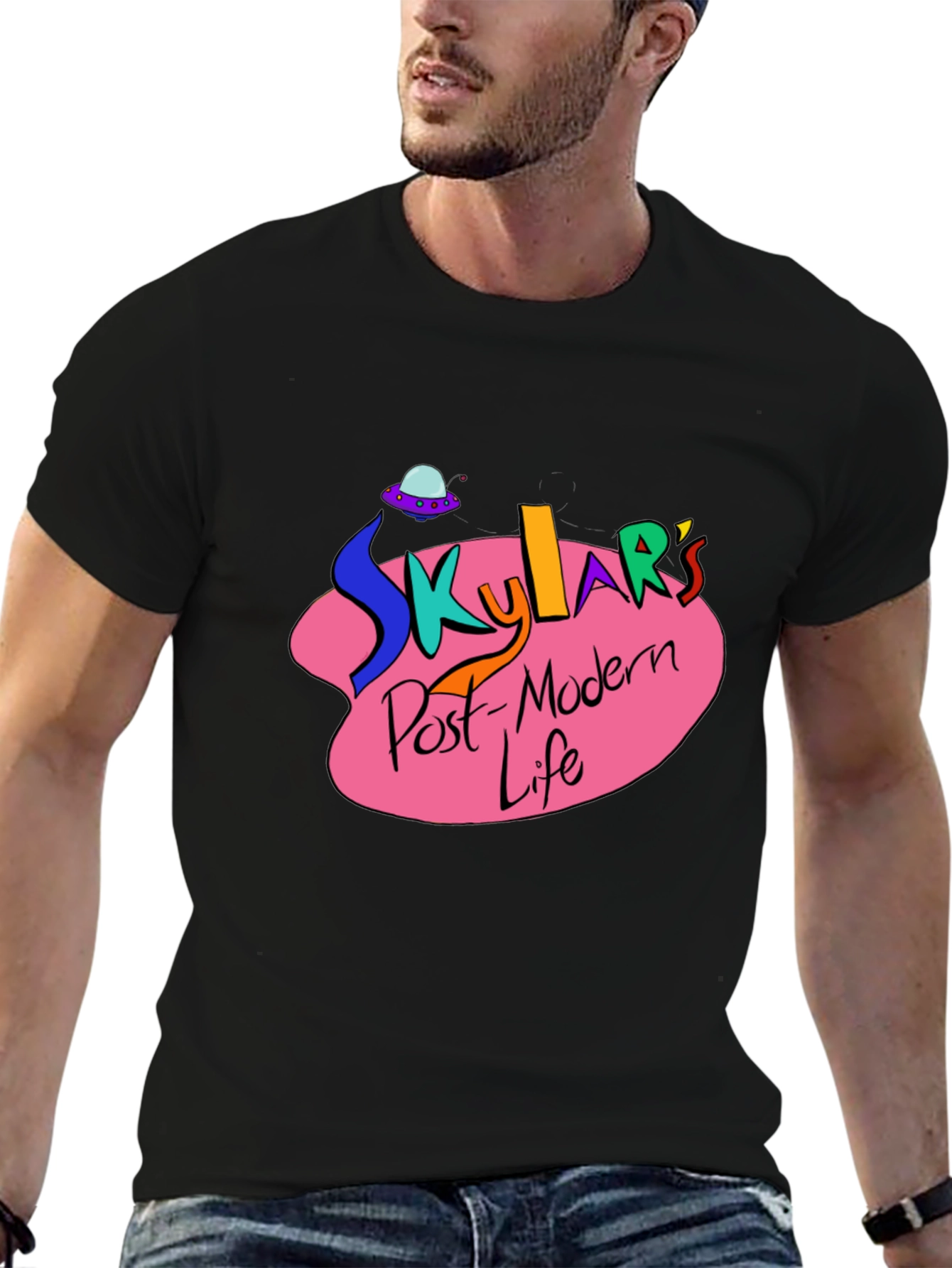 Skylars Post-Modern Life Black Graphic T-Shirt