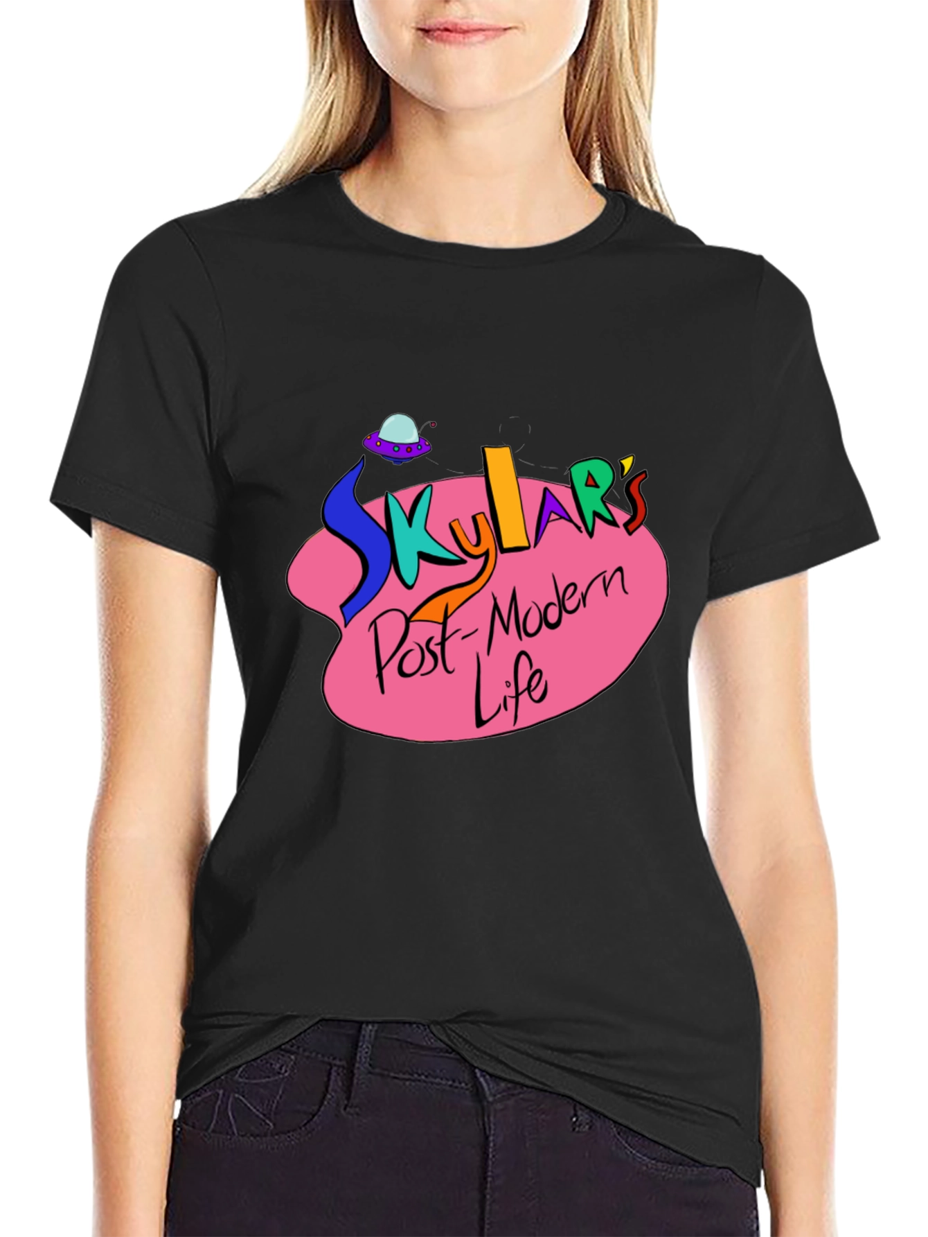 Skylars Post-Modern Life Black Graphic T-Shirt